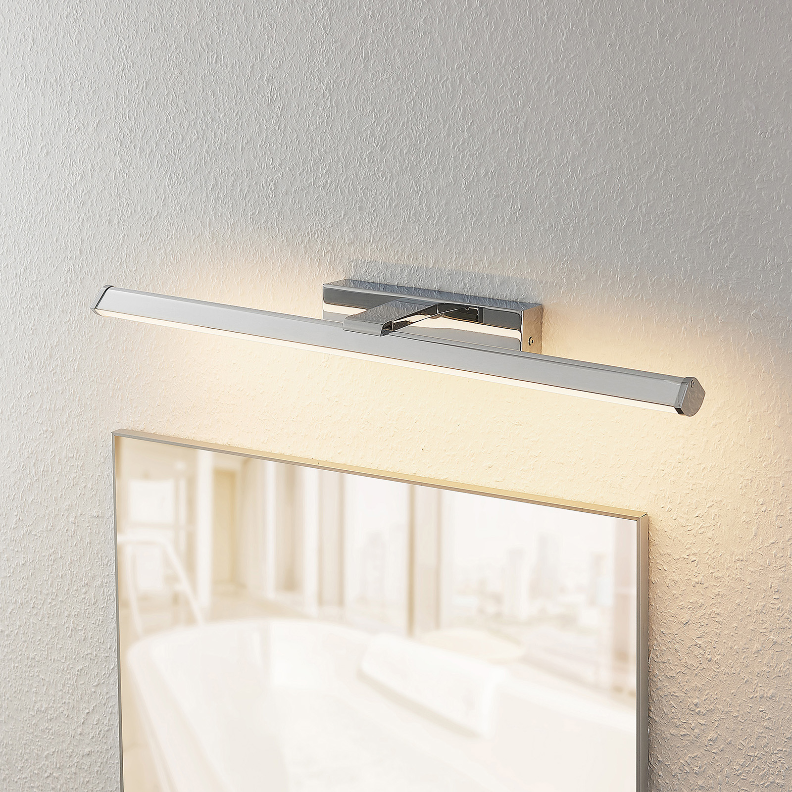 Lindby Bilak LED mirror lamp, for Bathroom, iron, plastic, 9 W, energy efficiency: A+, W: 60.5 cm, H: 6 cm