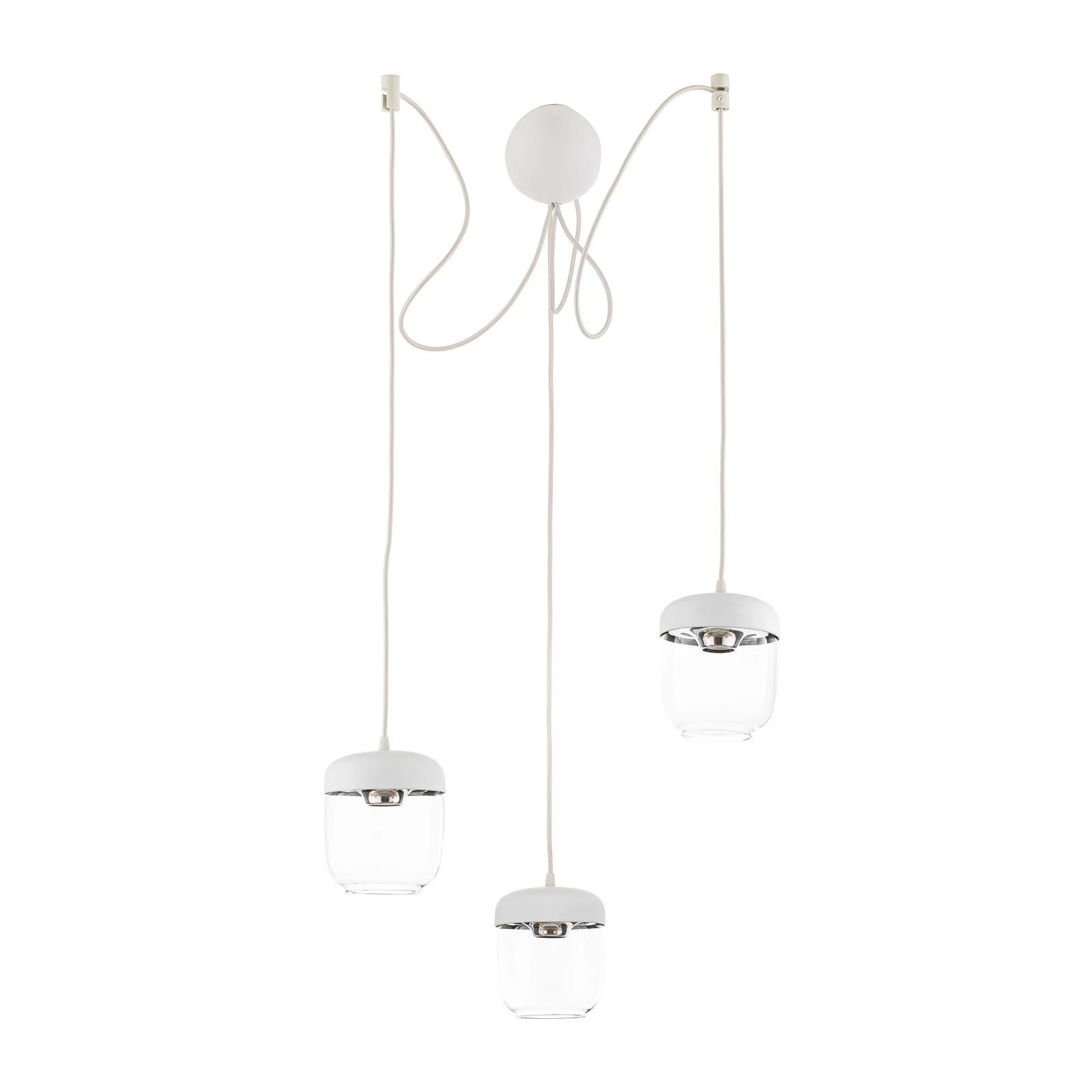 UMAGE Acorn hanging light three-bulb, white/steel