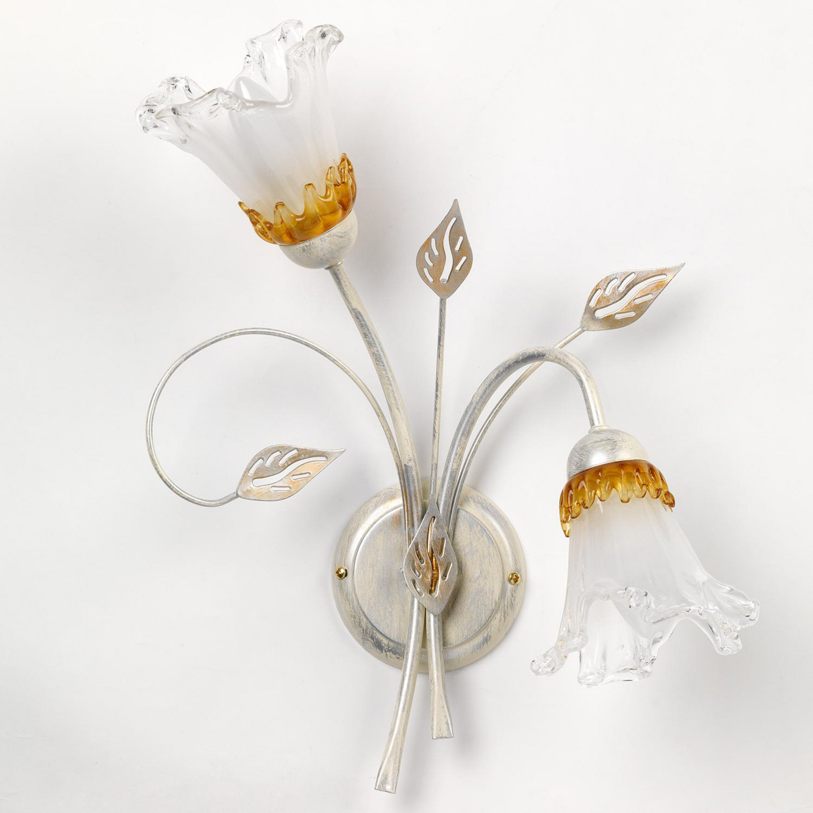 Onli Ελεφαντόδοντο Φωτιστικό Τοίχου Lancia, Ιβουάρ, 2-Φωτο, Σίδερο, Γυαλί