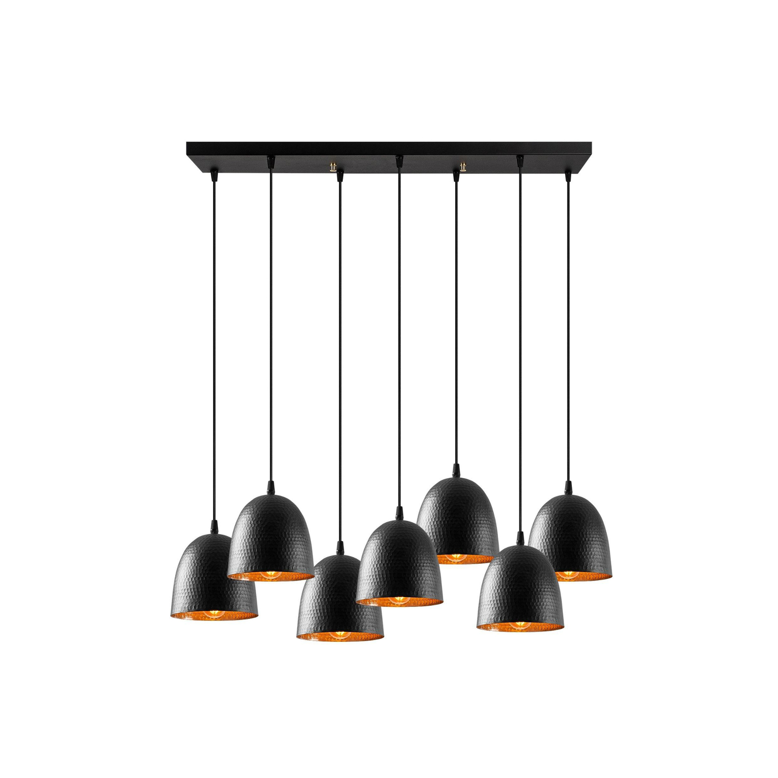 Tattoo 6181 pendant light, black, metal, 7-bulb