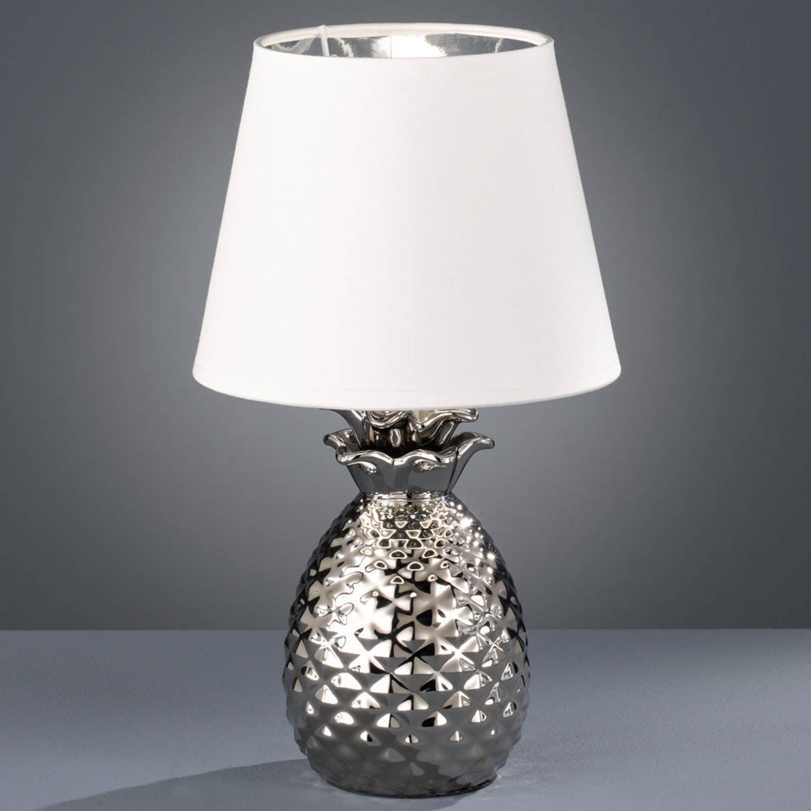 Dekoratív kerámia asztali lámpa Pineapple, ezüst