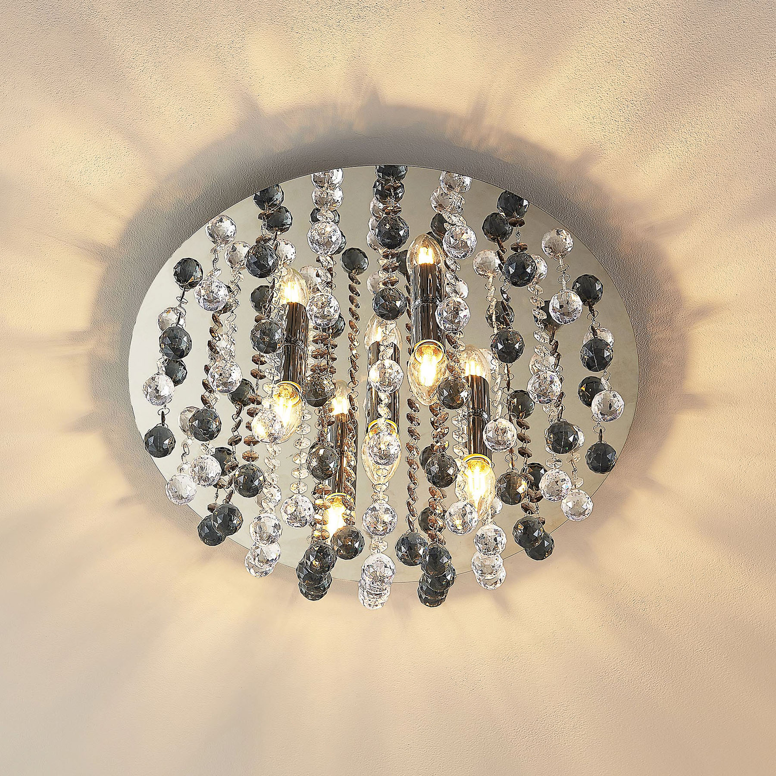 Lindby Maram plafondlamp met acrylbehang, rond