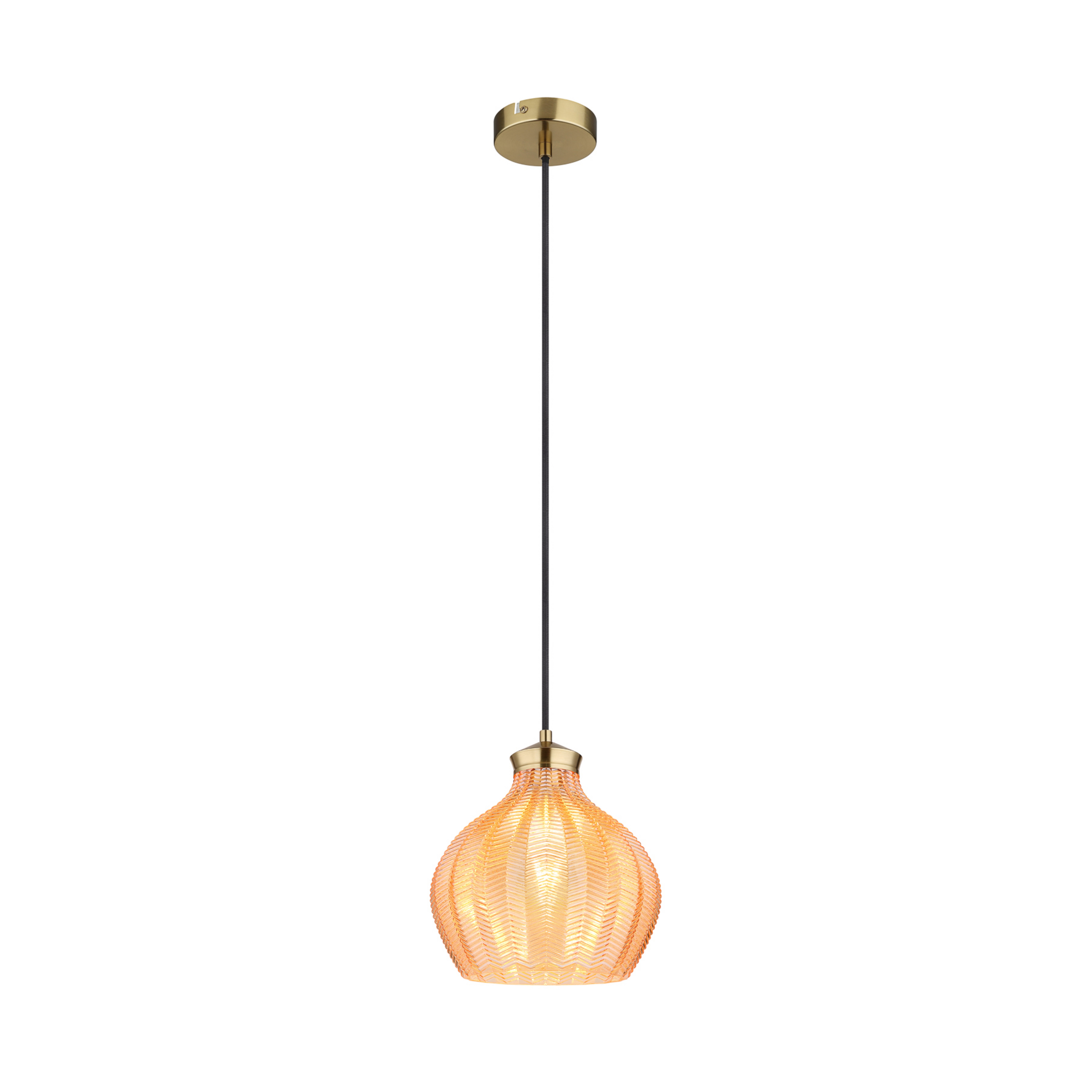 Hængelampe Jessica, Ø 22 cm, ravfarvet, glas
