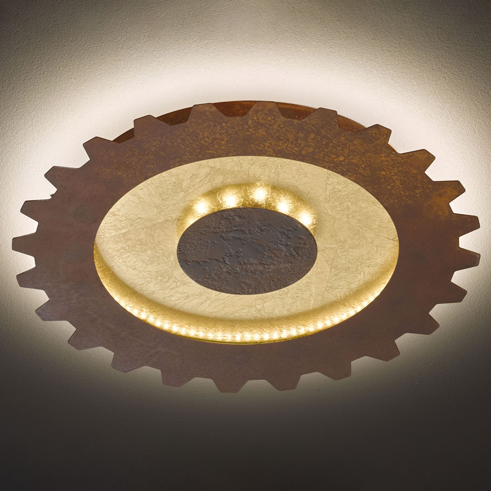 LED plafondlamp Leif in tandwiellook, Ø 50 cm