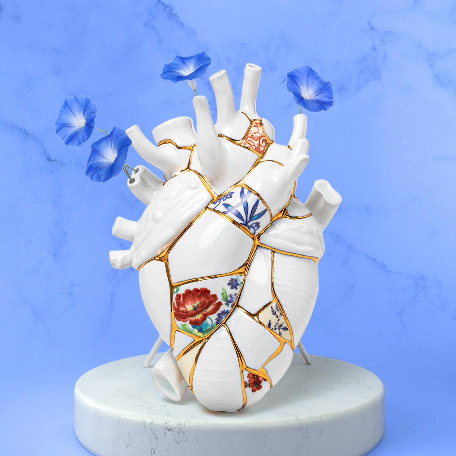 Love In Bloom Kintsugi Porcelain Heart Vase - Seletti