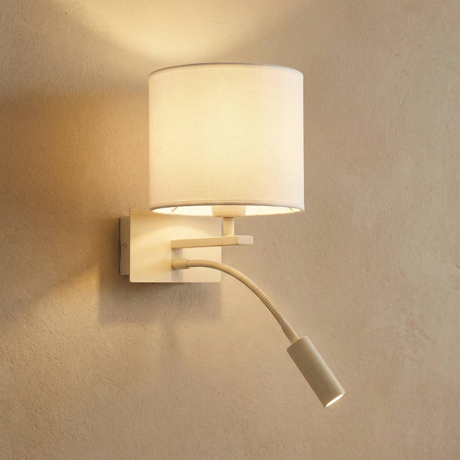 Argon Applique murale Bilo, beige, textile, à 2 lampes, lampe de lecture