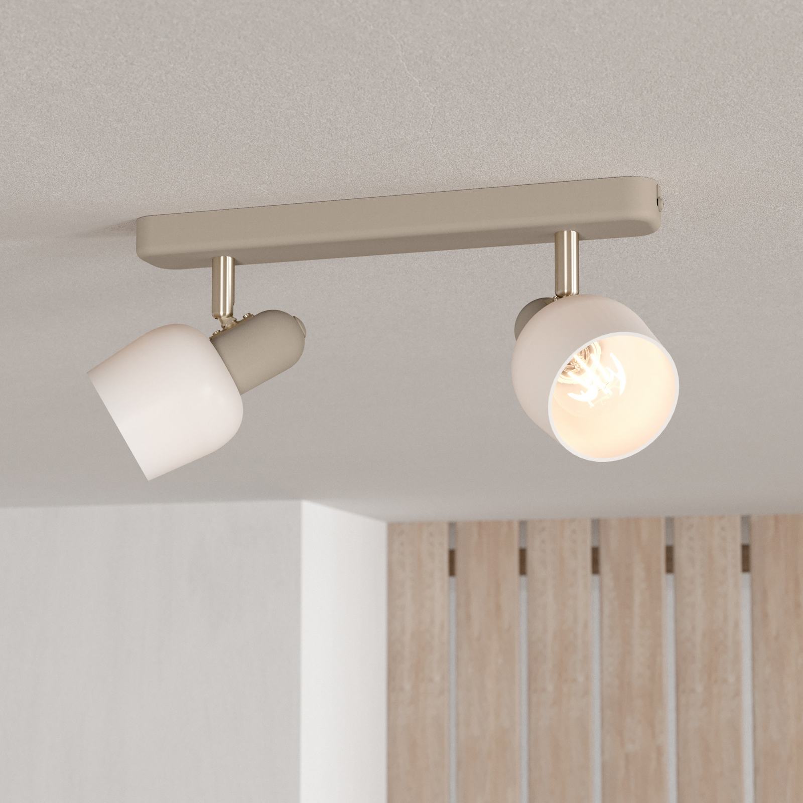 Прожектор за таван Corato, пясък/никел/опал, 2 светлини.