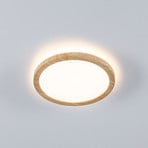 Paulmann LED-panel Atria Shine Ø19 cm træ IP44 3000K tænd/sluk