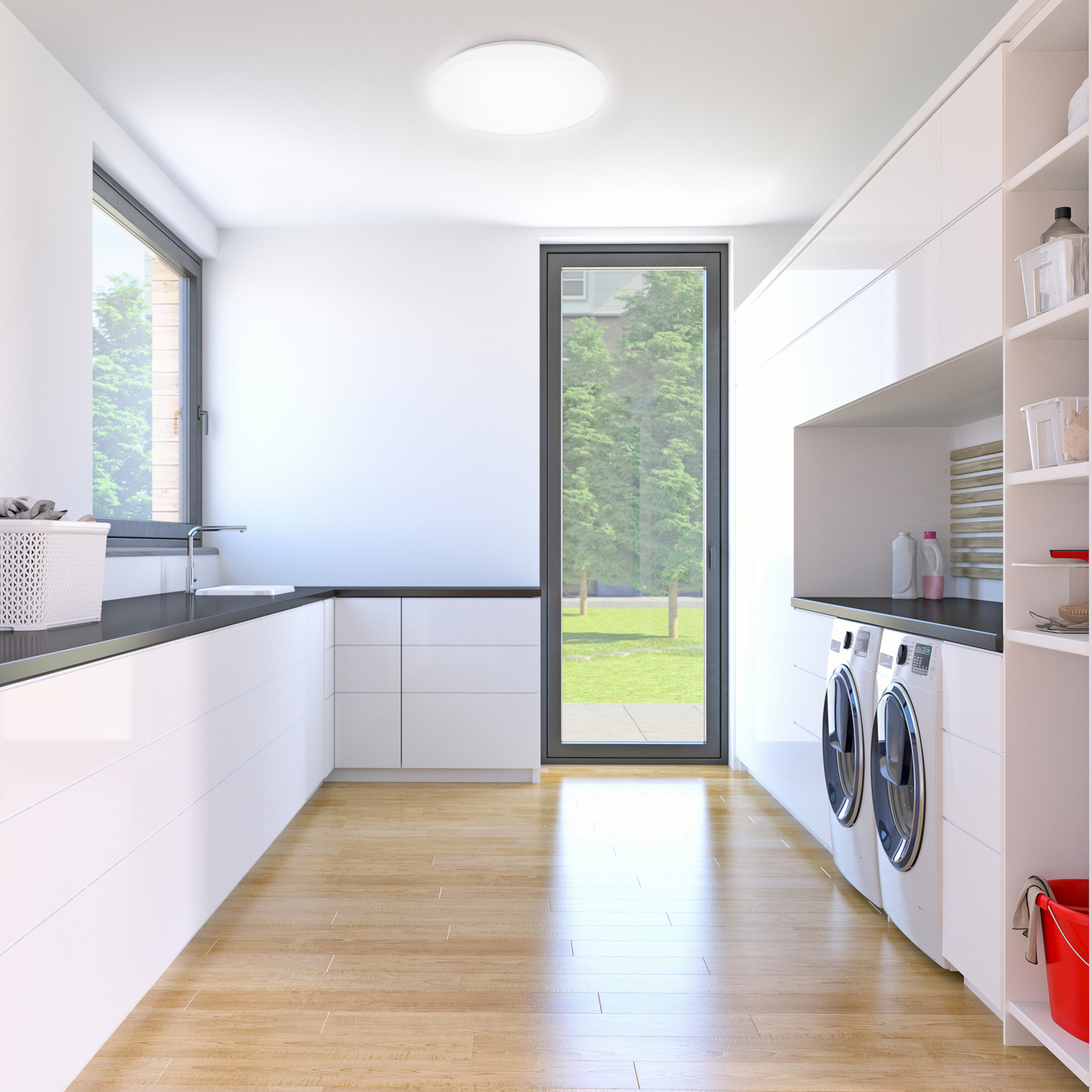 LED plafondlamp Jill, wit, Ø 27,8 cm, kunststof, 4.000 K LED plafondlamp Jill, wit, Ø 27,8 cm, kunststof, 4.000 K