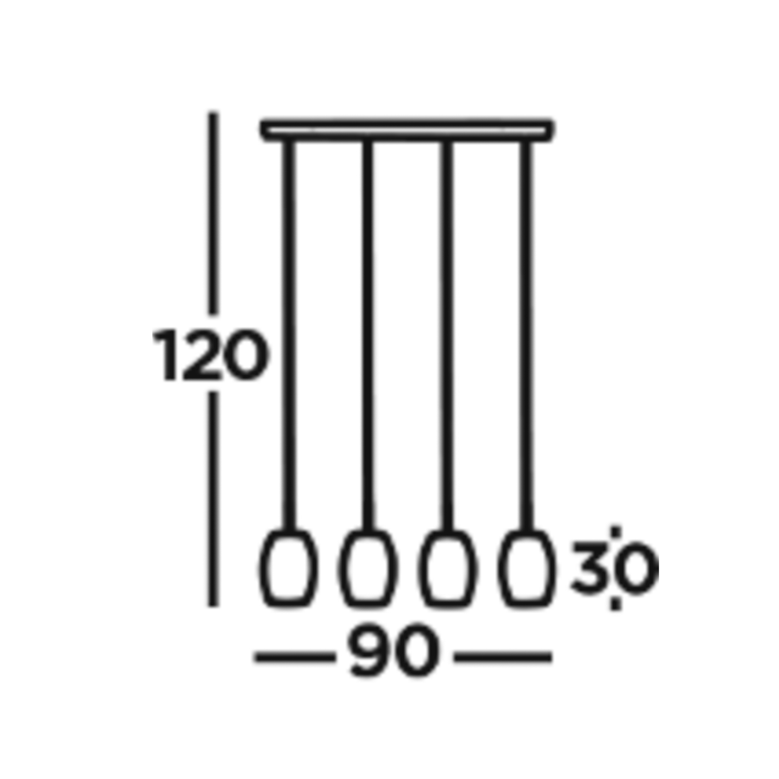 Suspension Laser, noir, métal, 4 lampes à E27