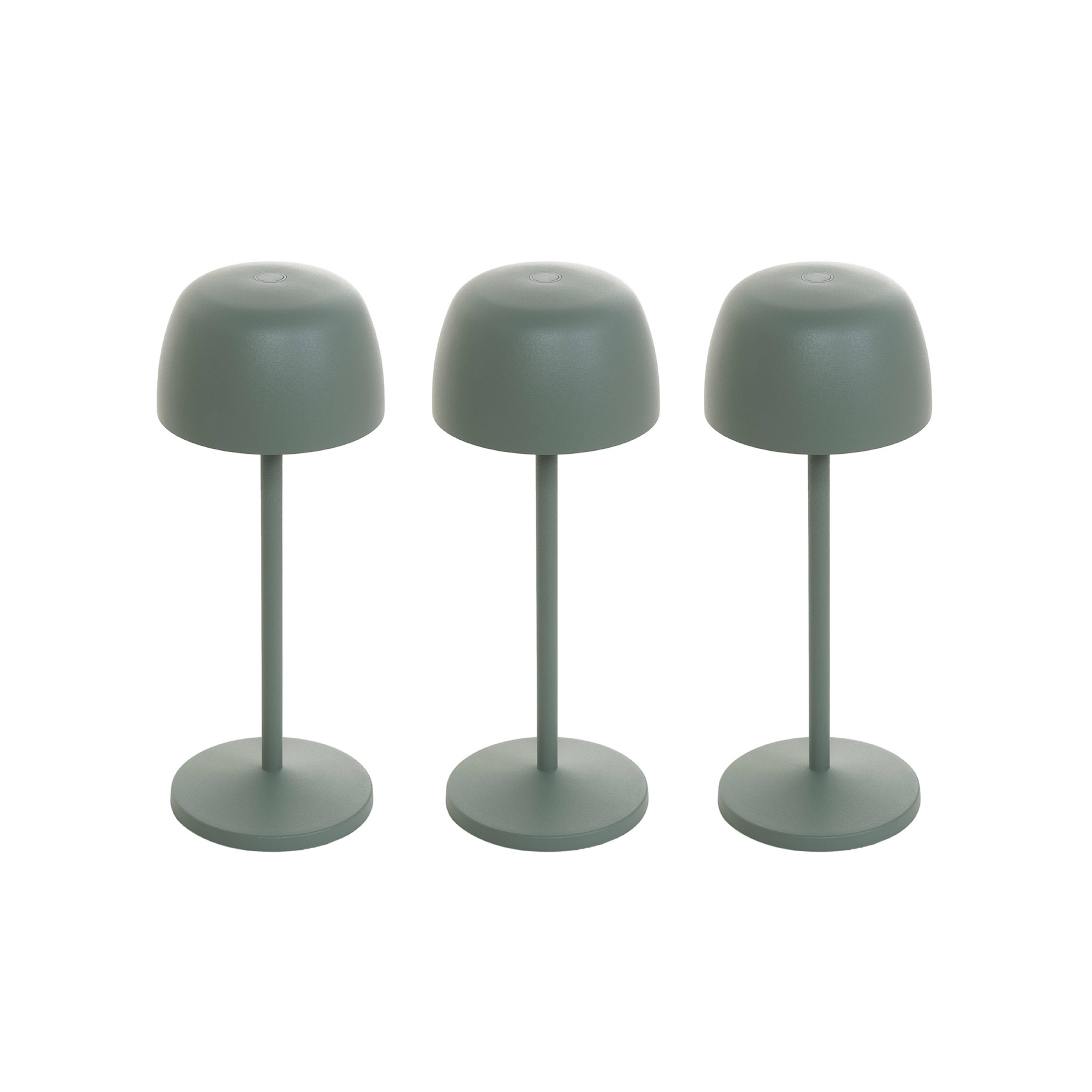 Lindby Lámpara de mesa LED recargable Arietty, verde salvia, set de 3