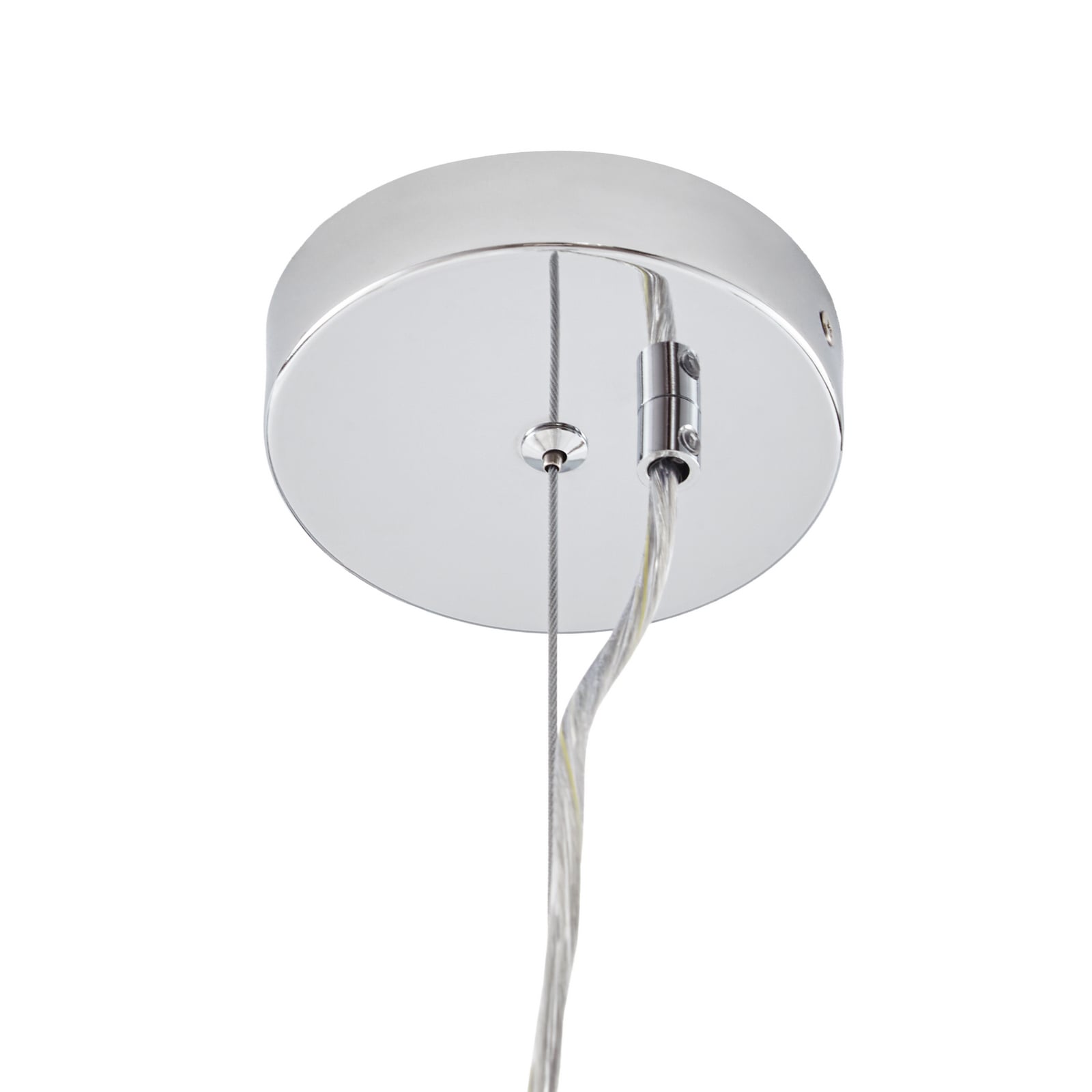Lucande Christo pendant light, Ø 42 cm, chrome/white, glass