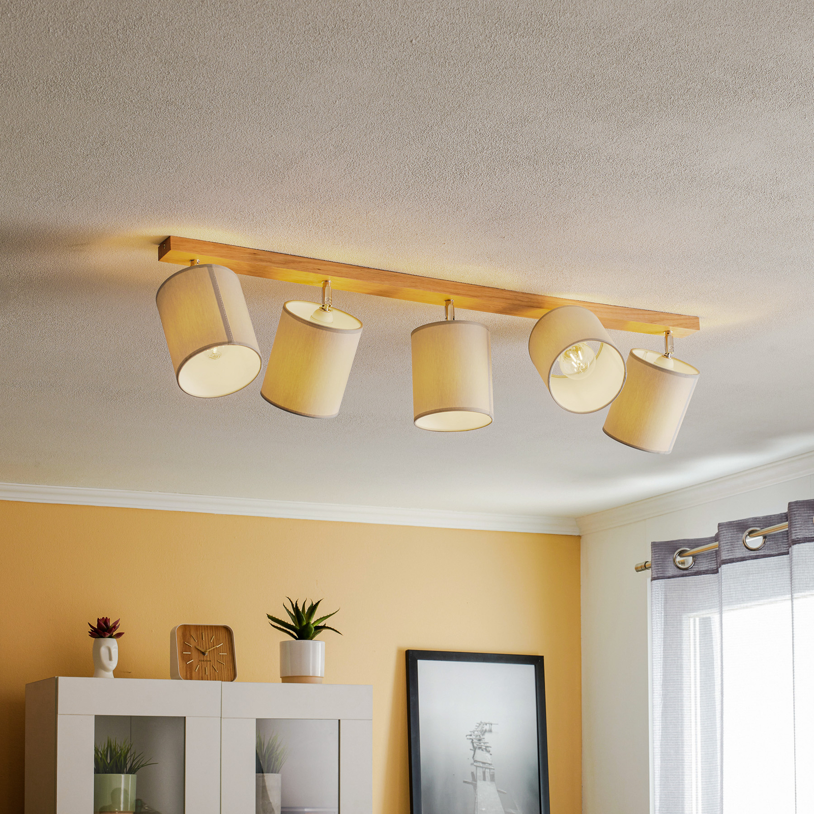 Corralee ceiling spotlight, grey, linear 5-bulb