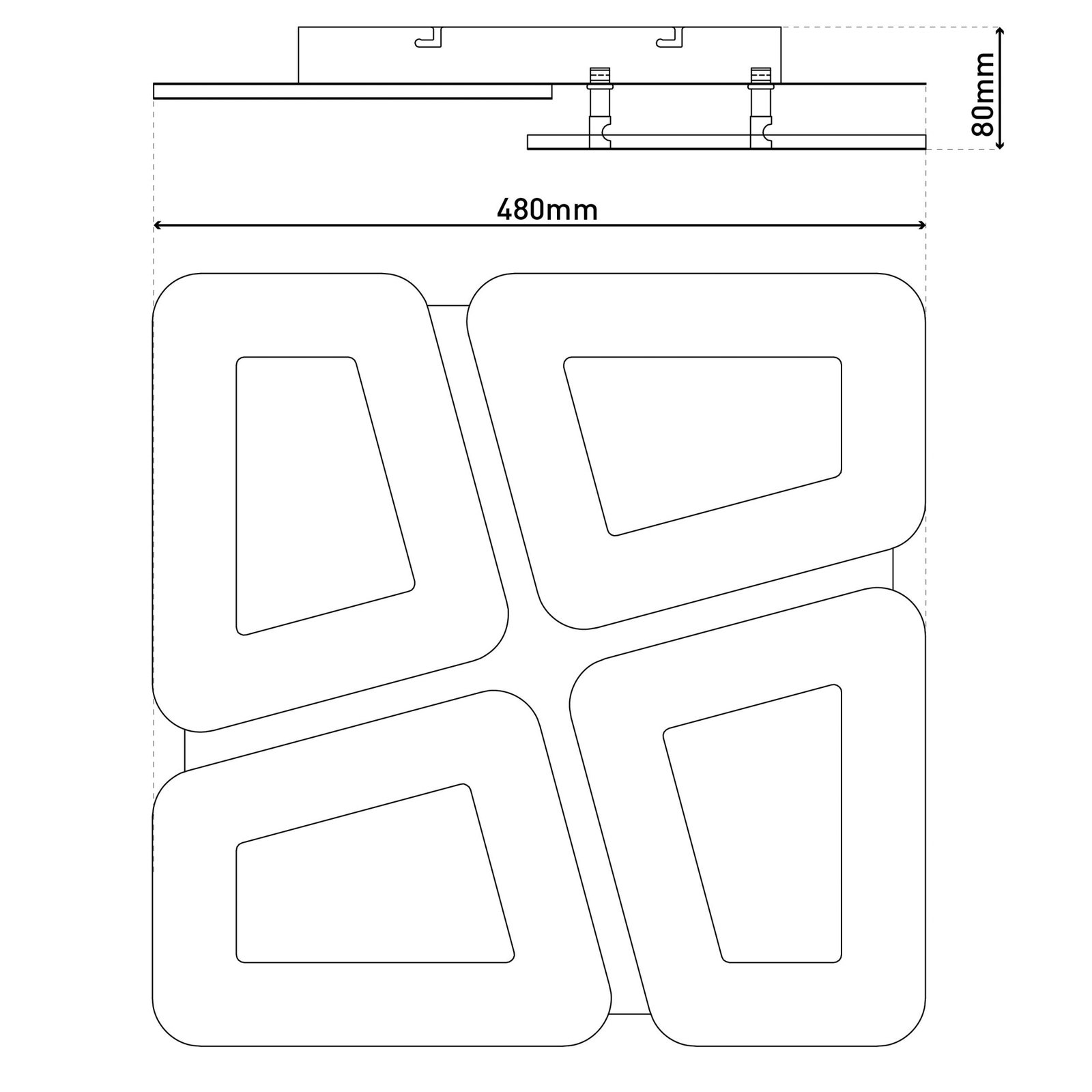 LED-Deckenleuchte Simen, weiß, Metall, 48x48 cm, CCT, Remote