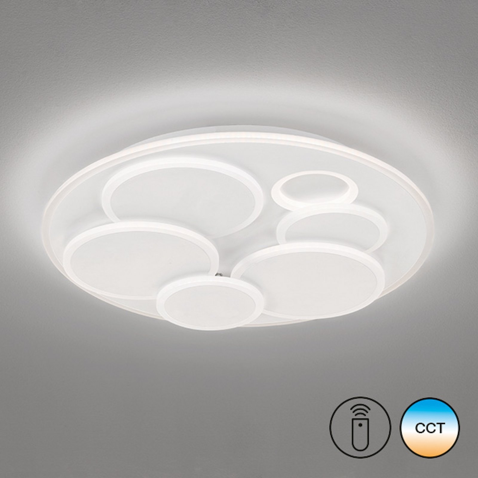 LED φωτιστικό οροφής Dots, λευκό, Ø 50 cm, μέταλλο/ακρυλικό, CCT LED φωτιστικό οροφής Dots, λευκό, Ø 50 cm, μέταλλο/ακρυλικό, CCT