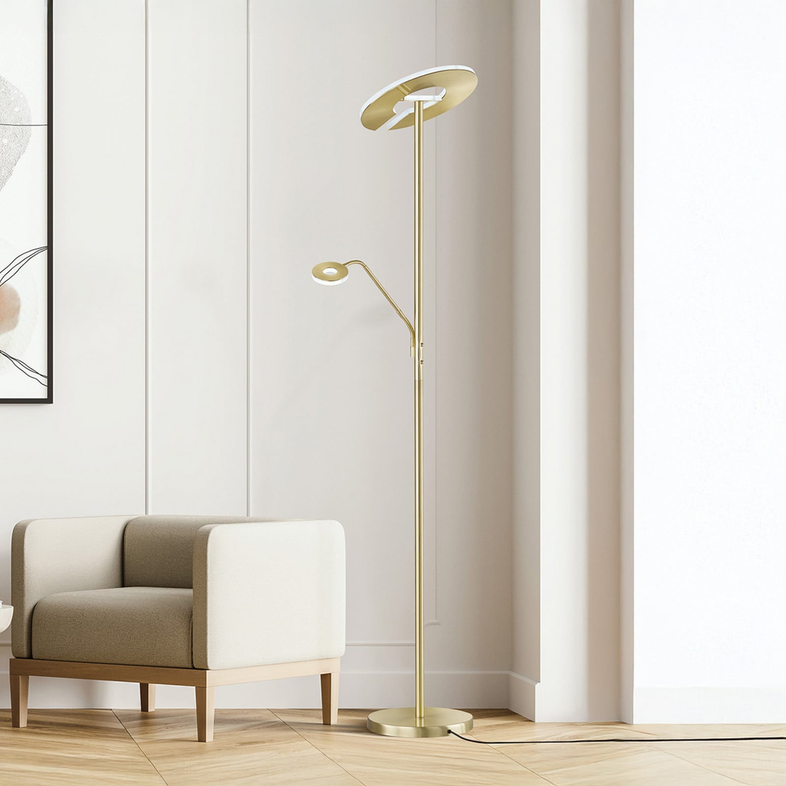 FISCHER & HONSEL Lampadar LED Dent culoarea alamei 180 cm CCT 2 becuri - Camera de zi / sufragerie - modern - alamă mată - Metal