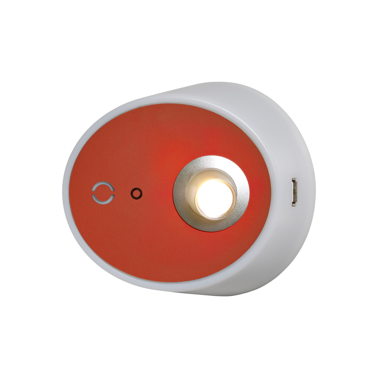 LED wandlamp Zoom, spot, USB-uitgang, terracotta