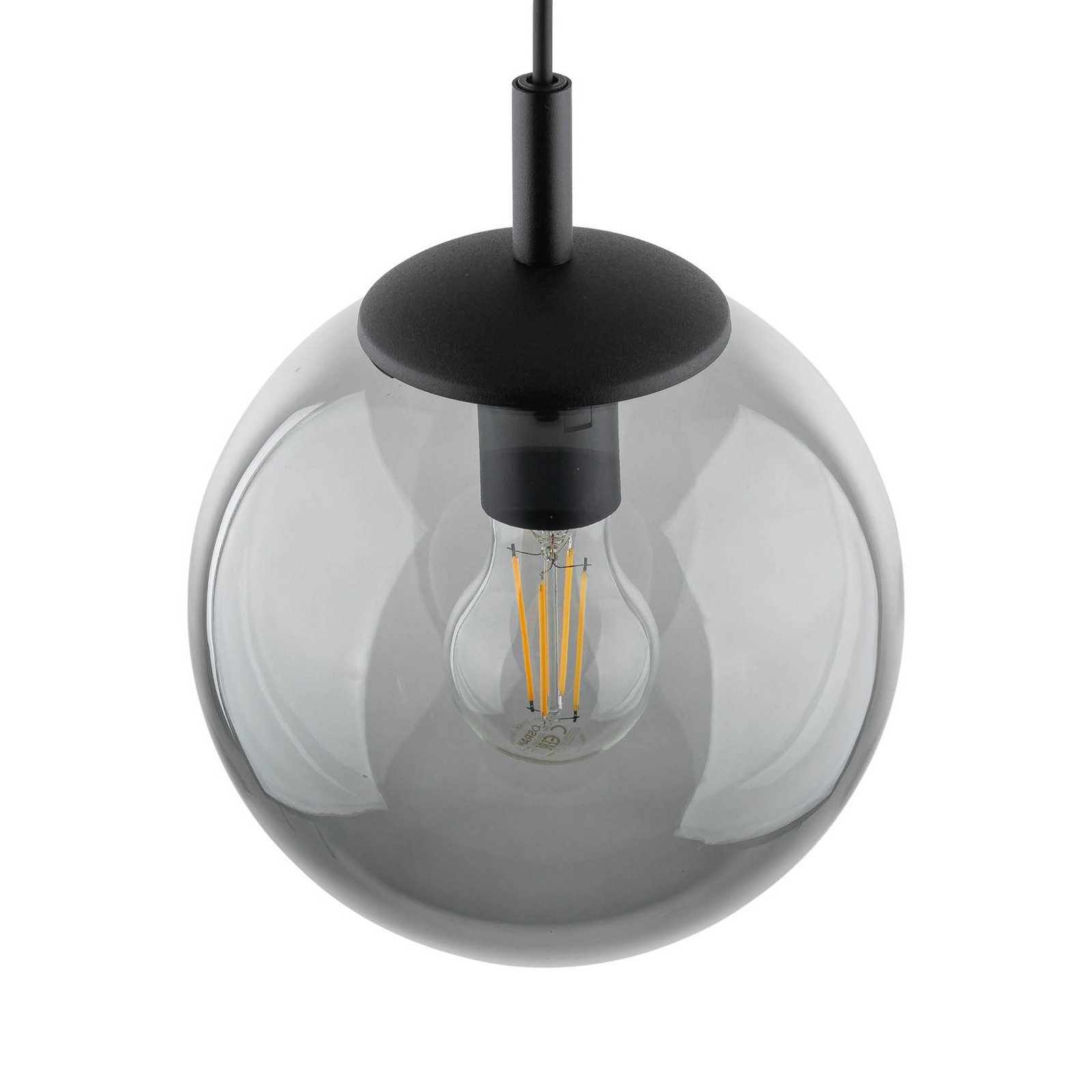 Esme hengelampe, Ø 30 cm, røykgrå, glass, kuppel, E27