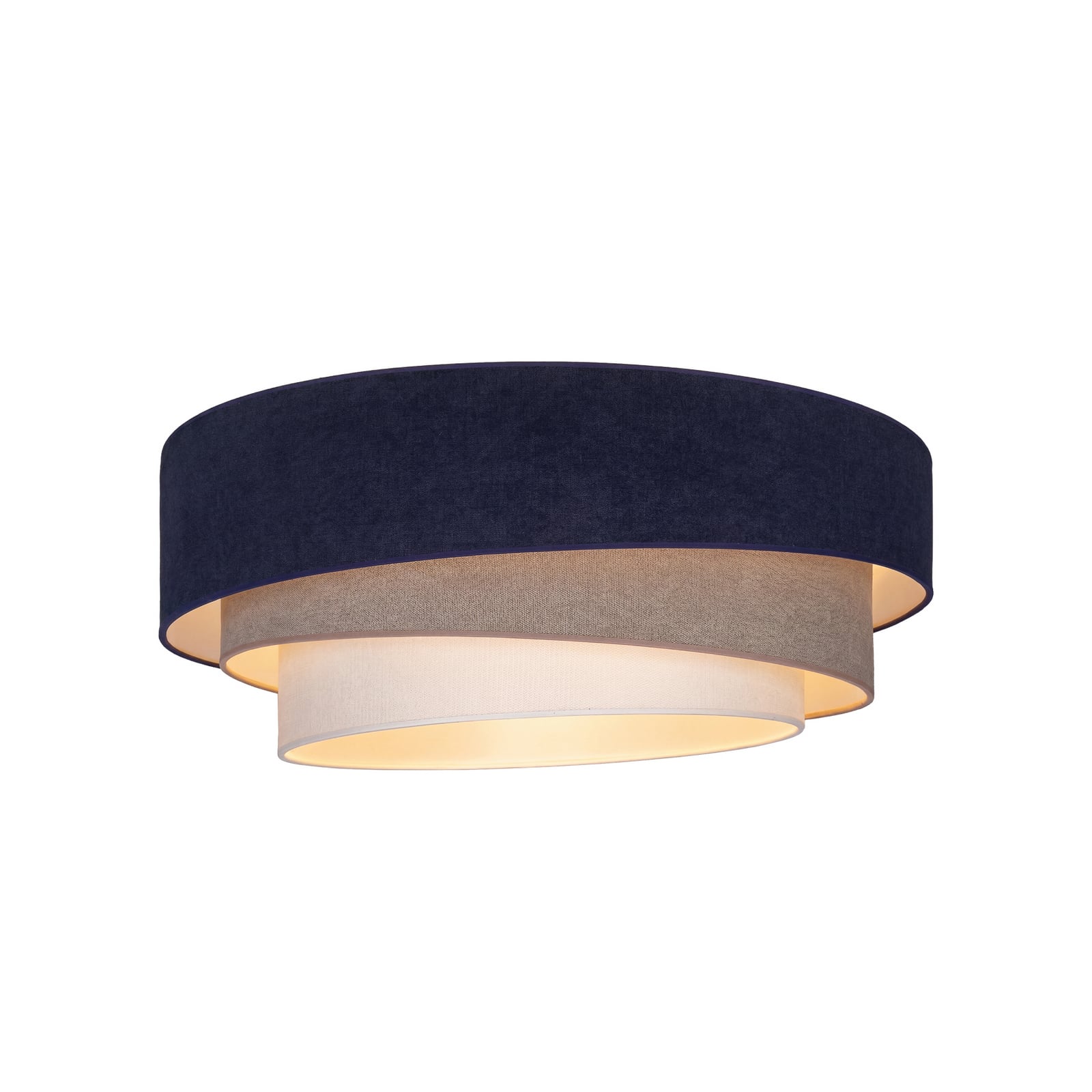 Trio ceiling lamp, dark blue/beige, Ø60cm, fabric, E27 - Duolla