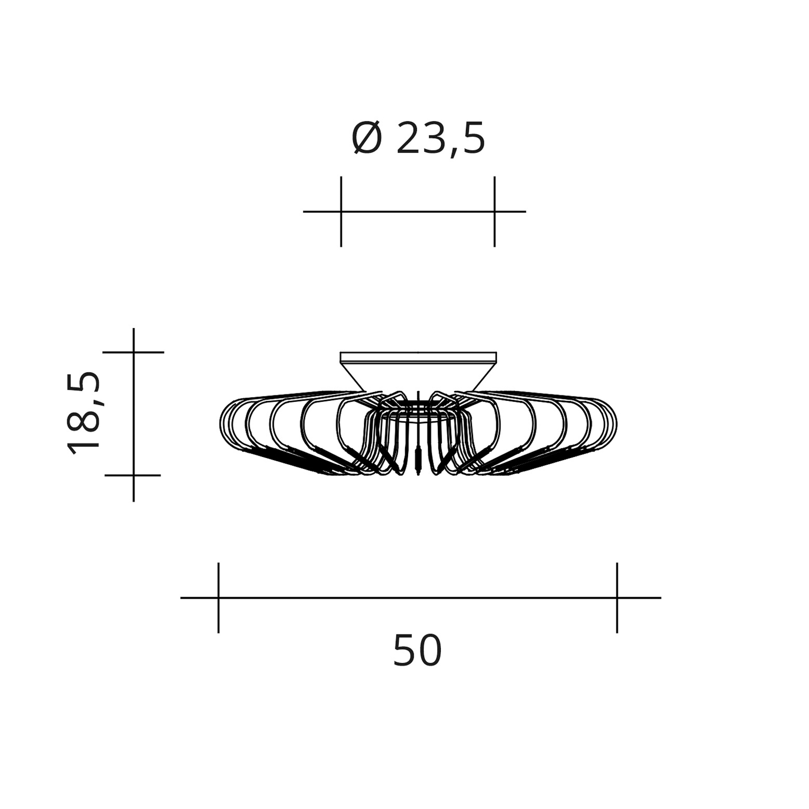 Stropné svietidlo Filo LED, titánová farba, kov, Ø 50 cm, 2 700 K