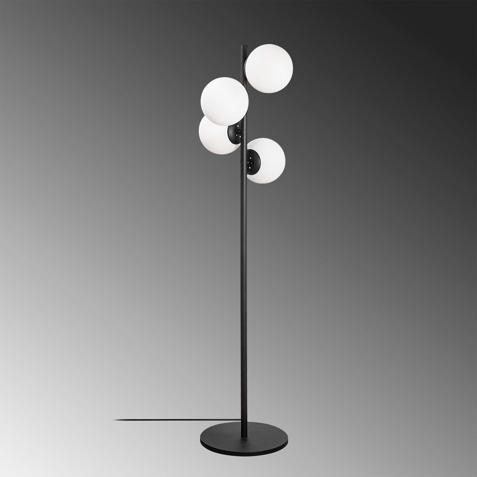Faze floor lamp, black, glass, height 130 cm, 4-bulb, E27