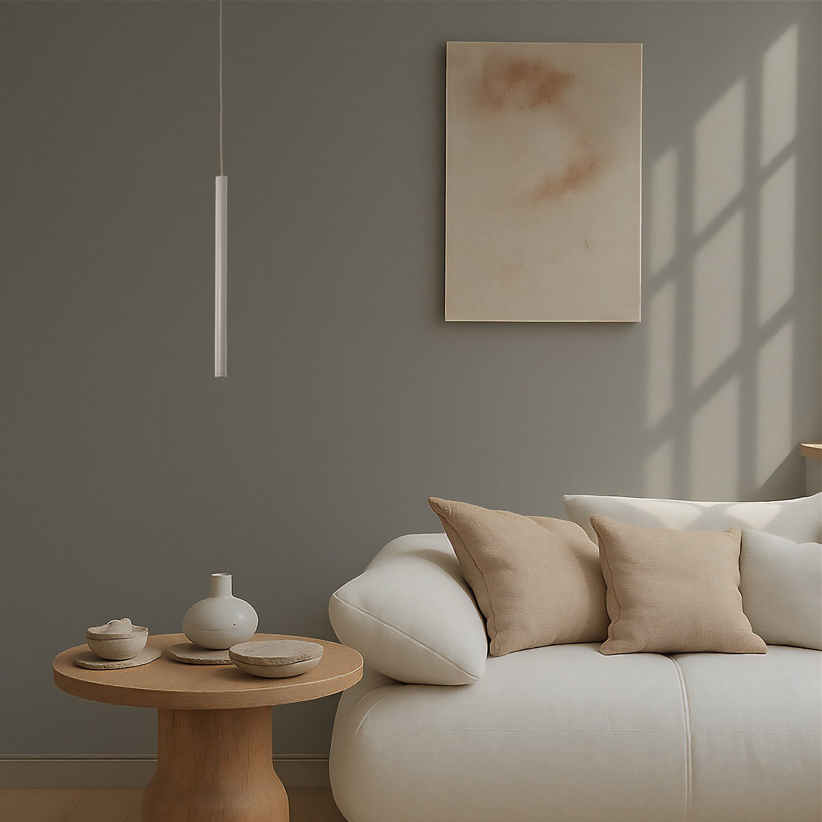 Lampada LED a sospensione Rulo, beige, acciaio, Ø 3,2 cm