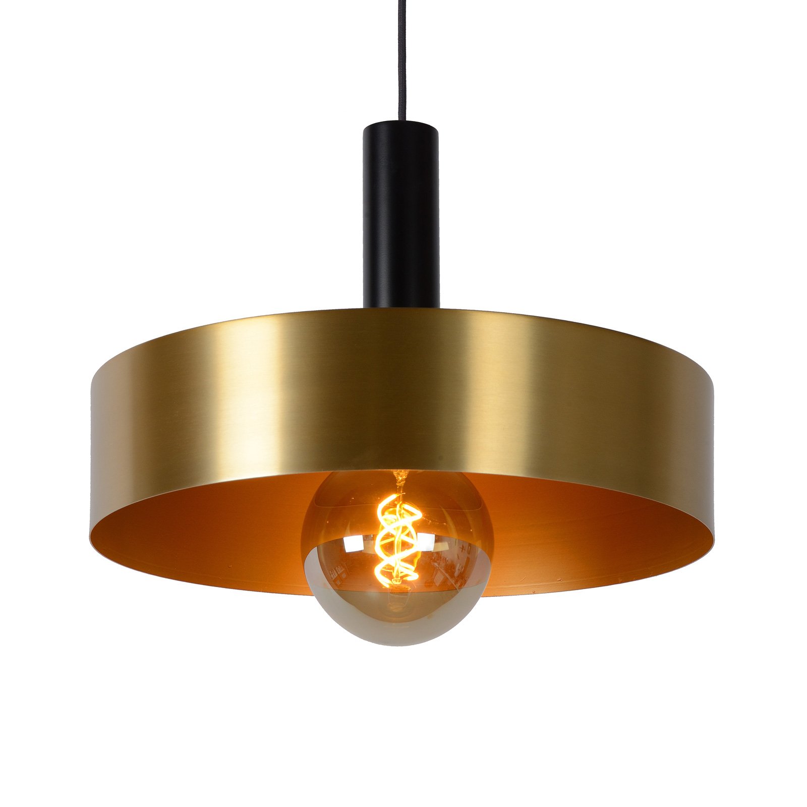 Lucide Giada hanging light, black, gold, Ø 40 cm, for Living / Dining Room, steel, E27, 60 W, energy efficiency: A++, H: 33 cm