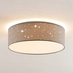 Lindby LED laevalgusti Ellamina, Ø 40 cm, helehall, tekstiil