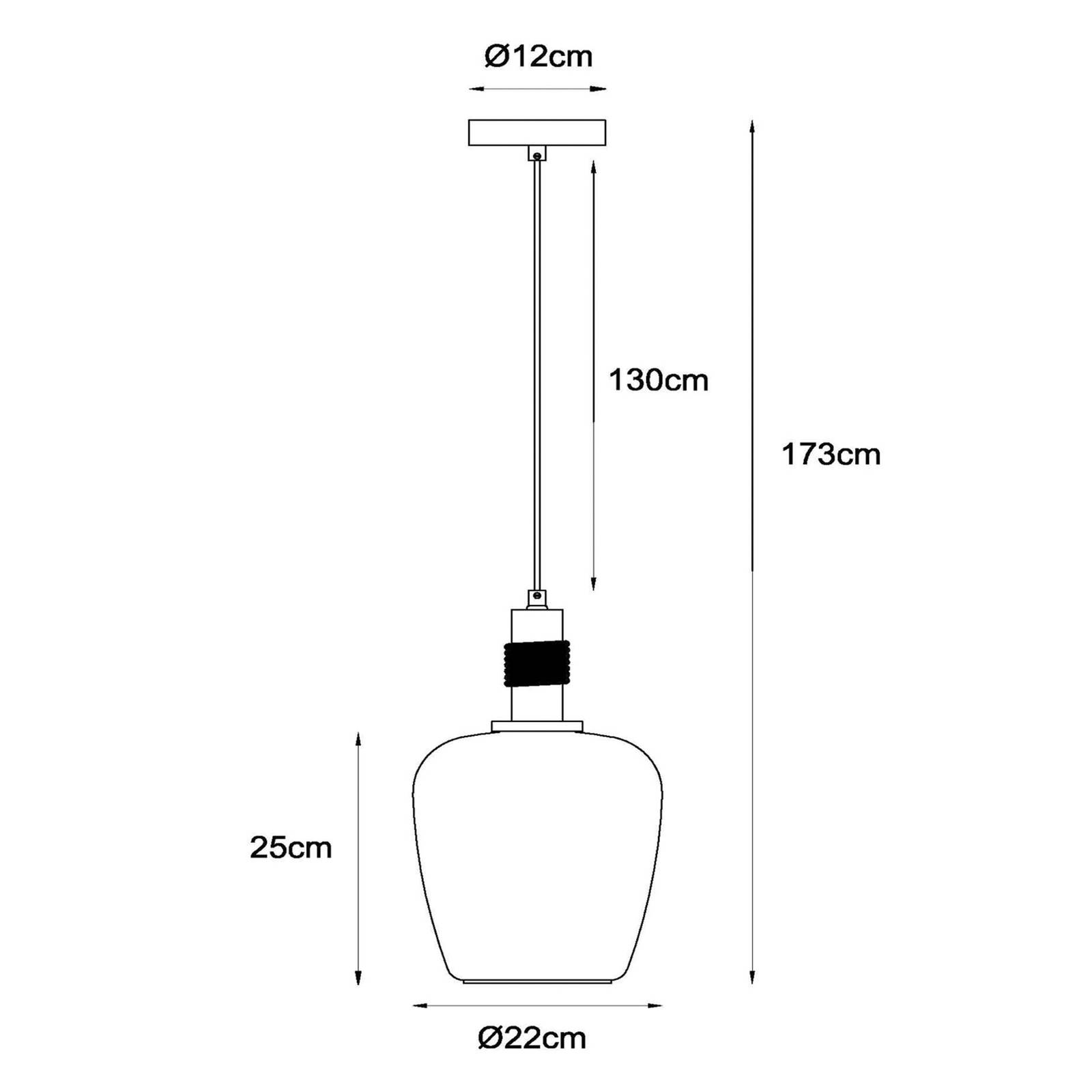 Lampa wisząca Ilona, szkło, Ø 22 cm, czarny/bursztynowy, 1-punktowa