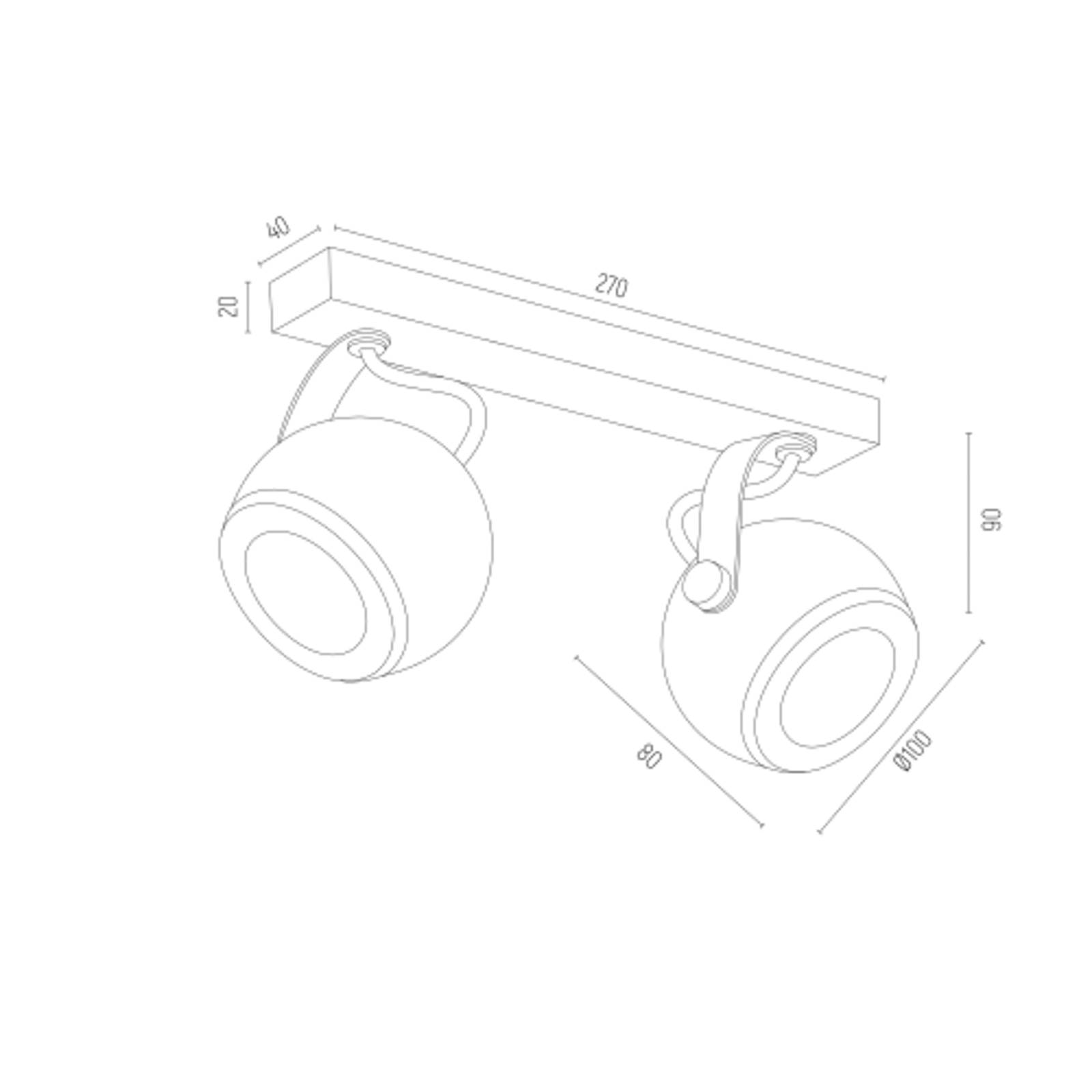 Deckenspot Kos Plus, zweiflammig, messing/weiß günstig online kaufen