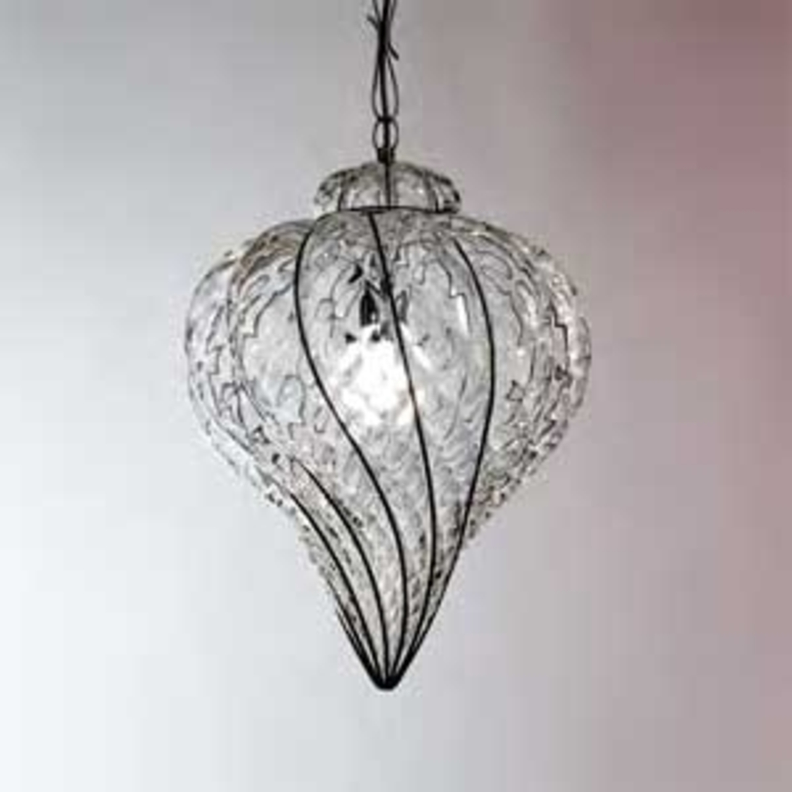 Siru Distinctive GOCCIA hanging light hand-blown, 15 cm, for Living / Dining Room, glass, stainless steel, 40 W, energy efficiency: A++, H: 25 cm