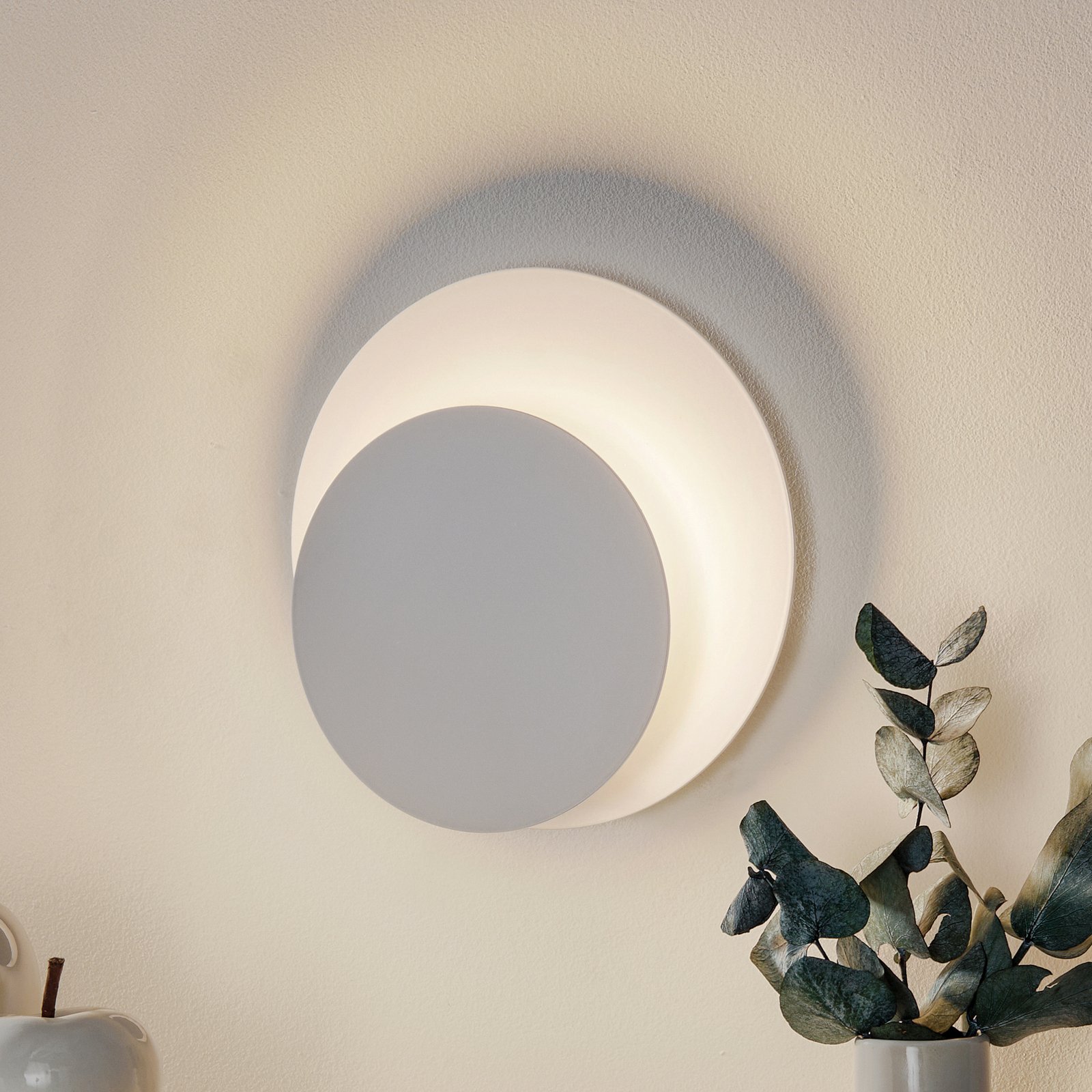 Vegglampe Circle i rund form, hvit