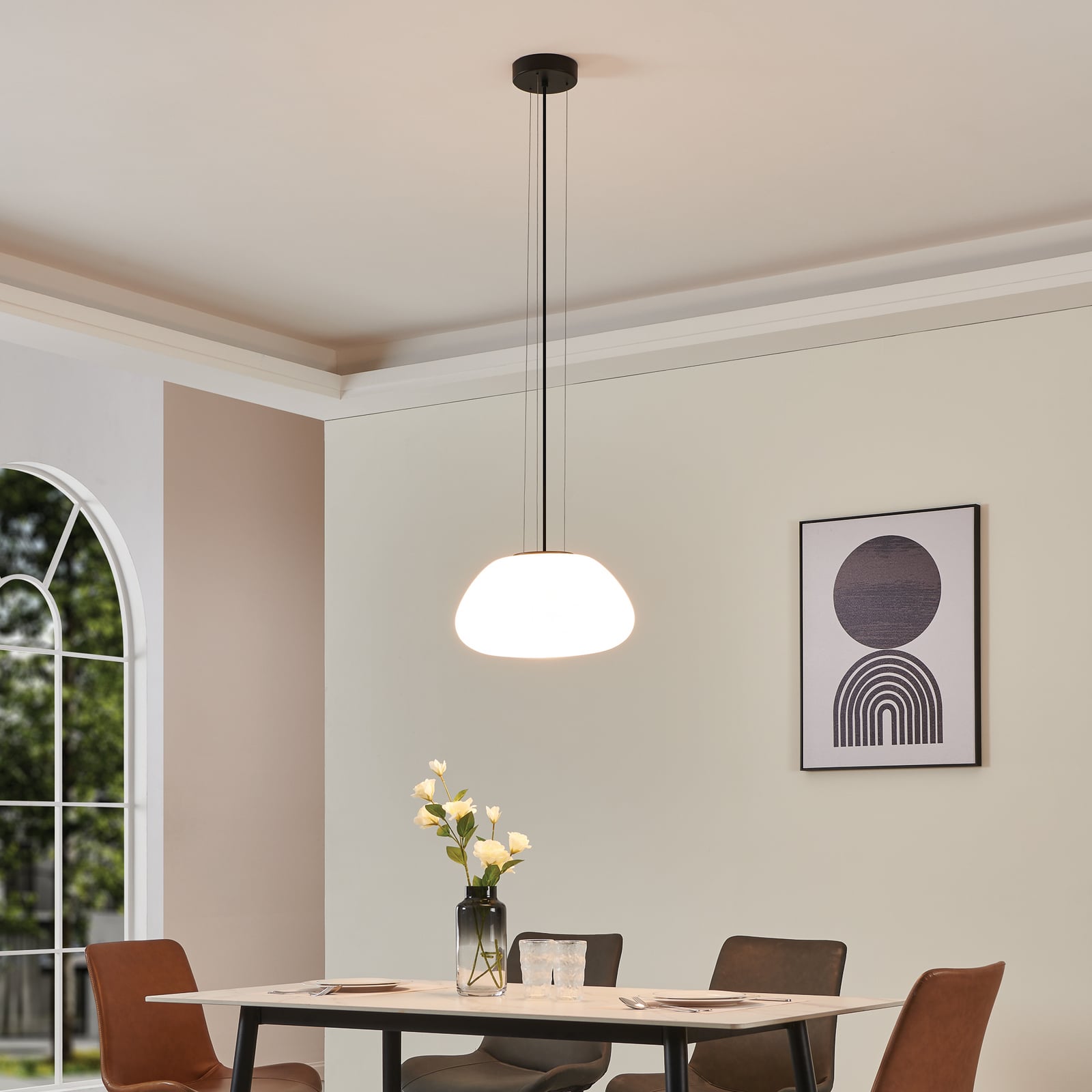 Suspension Balmes, blanche, Ø 42 cm, verre - Stars of Light