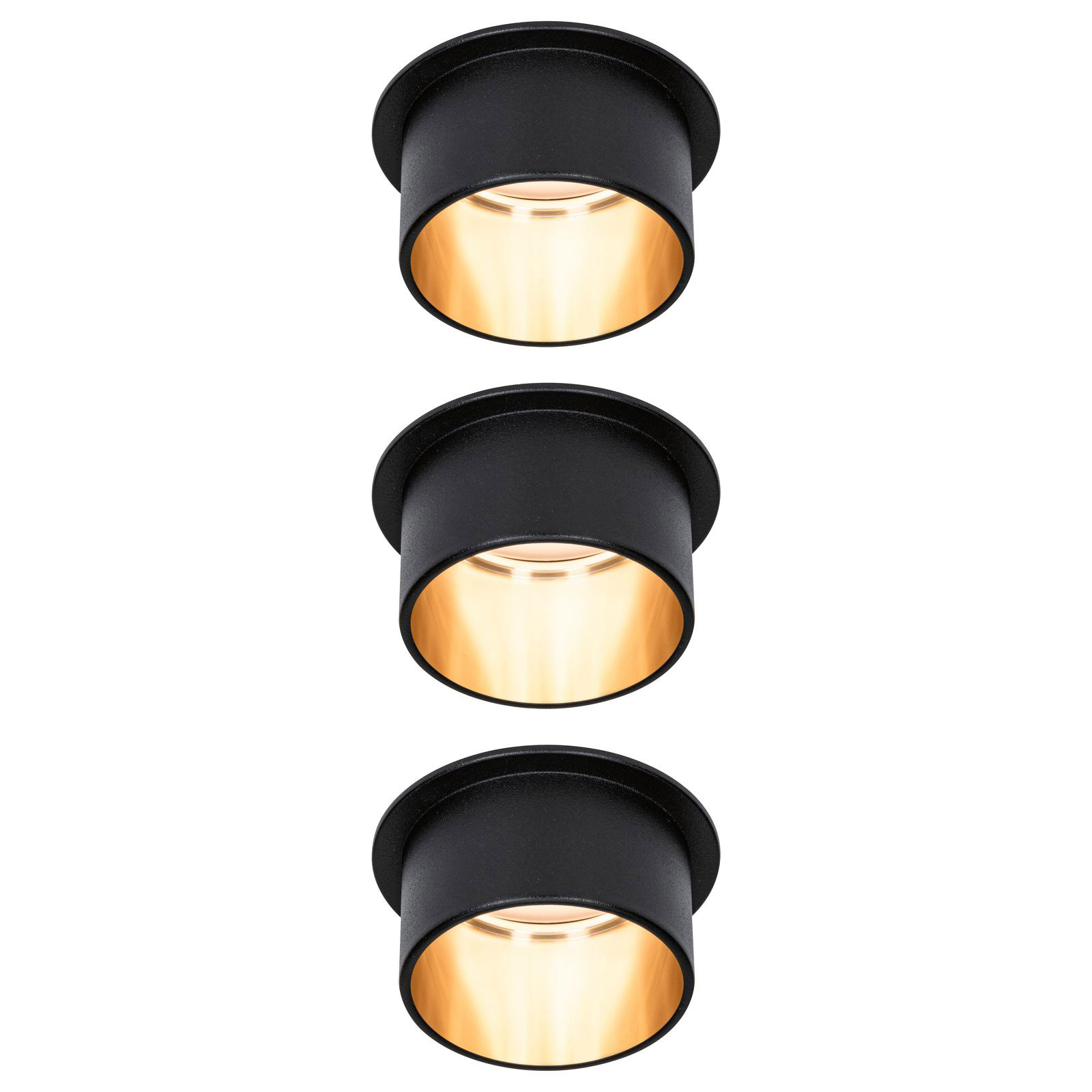 Paulmann Gil LED recessed lights, black/gold 3x