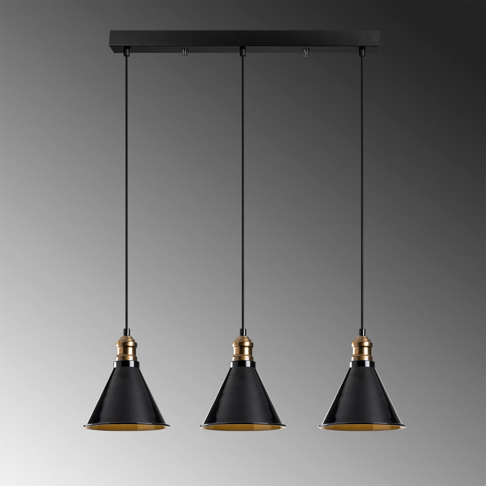 Berceste 251-S1 hanging light 3-bulb black/gold