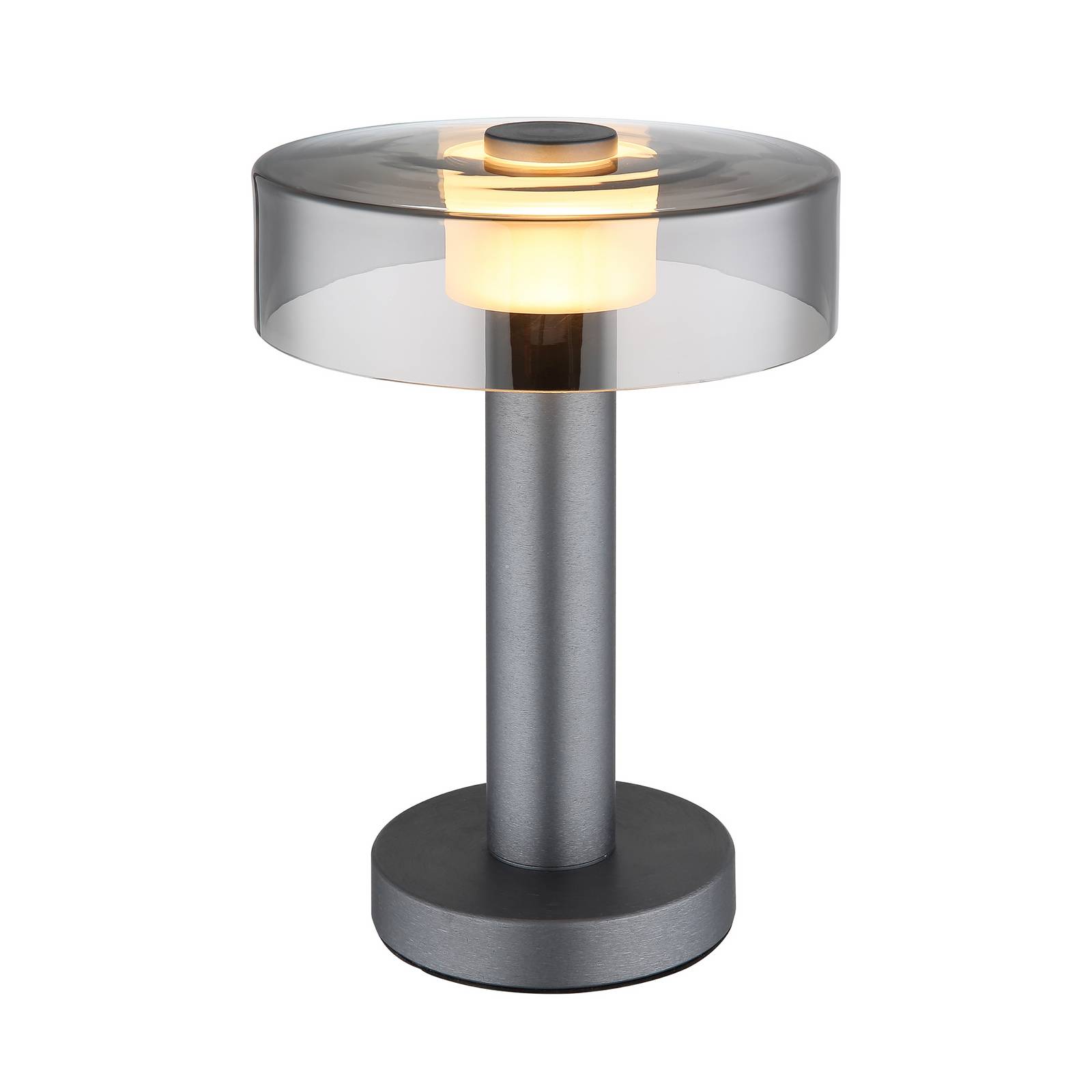 LED-Tischlampe Grant, Höhe 31 cm, rauchgrau, Metall