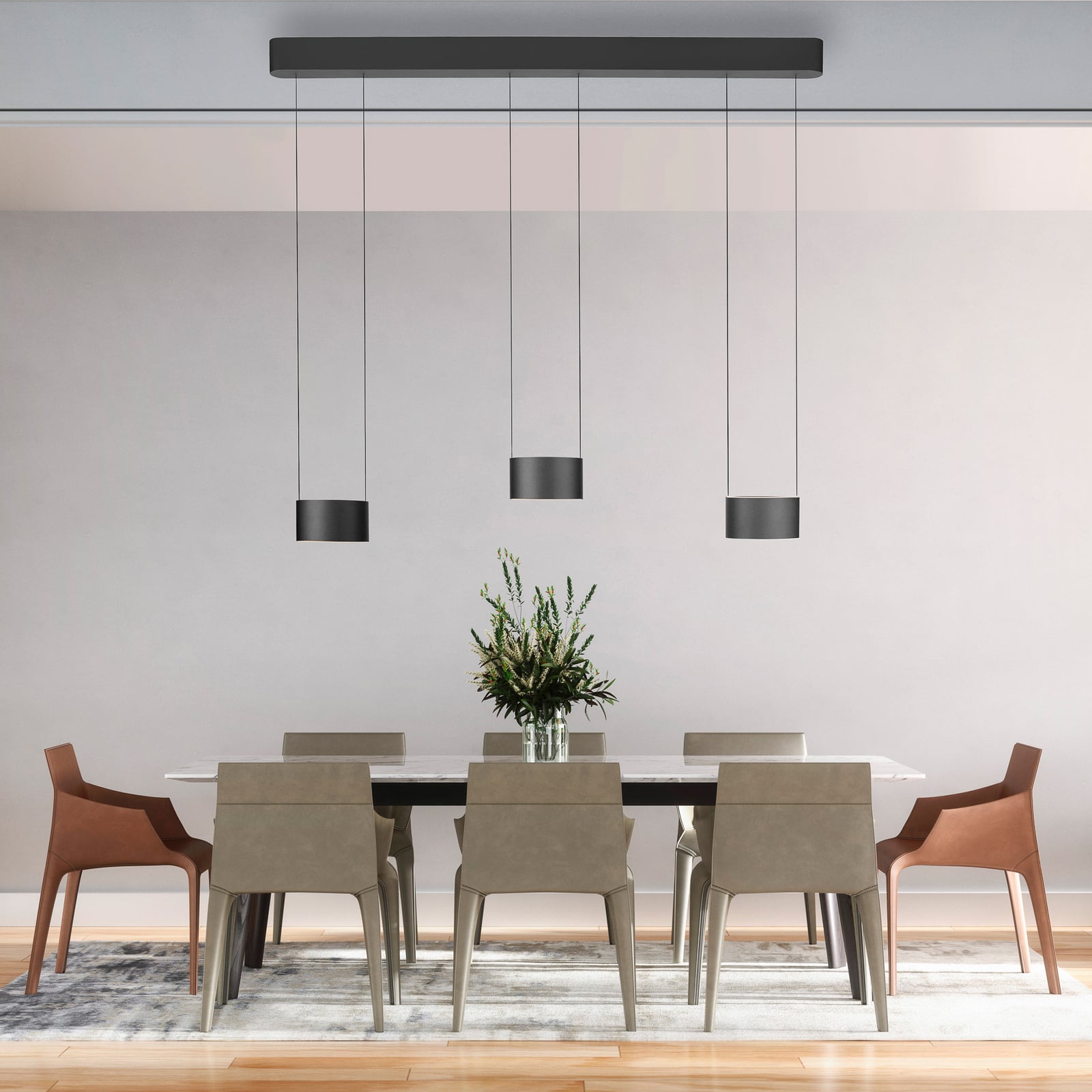 Clipse LED-Hängelampe, grau, Länge 110cm, CCT, 6-flg. - PURE Clipse LED-Hängelampe, grau, Länge 110cm, CCT, 6-flg. - PURE