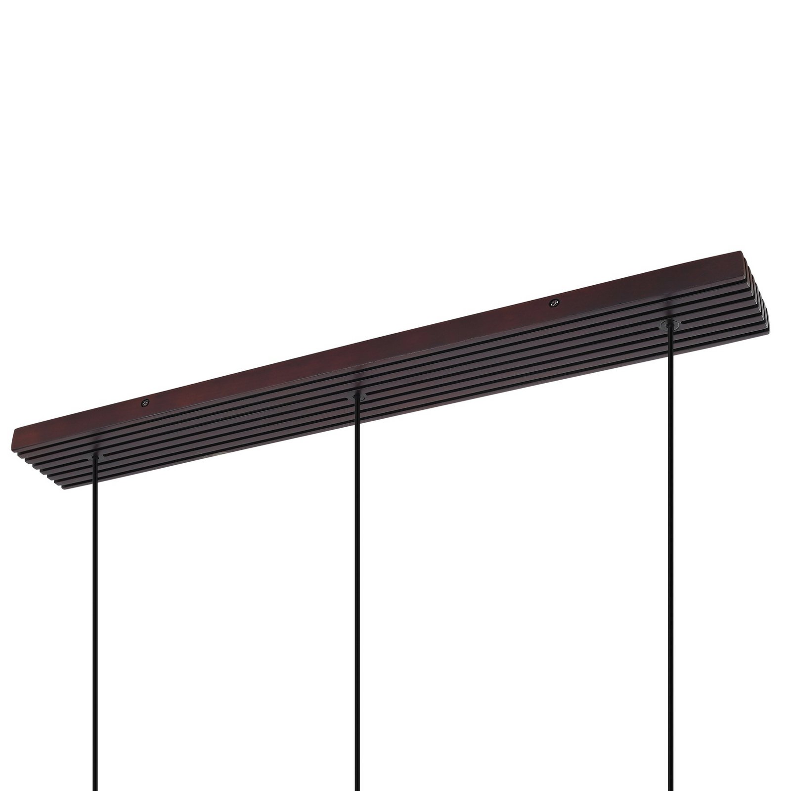 Lucande Veloura pendant light, 3-bulb, 84 cm, glass, wood