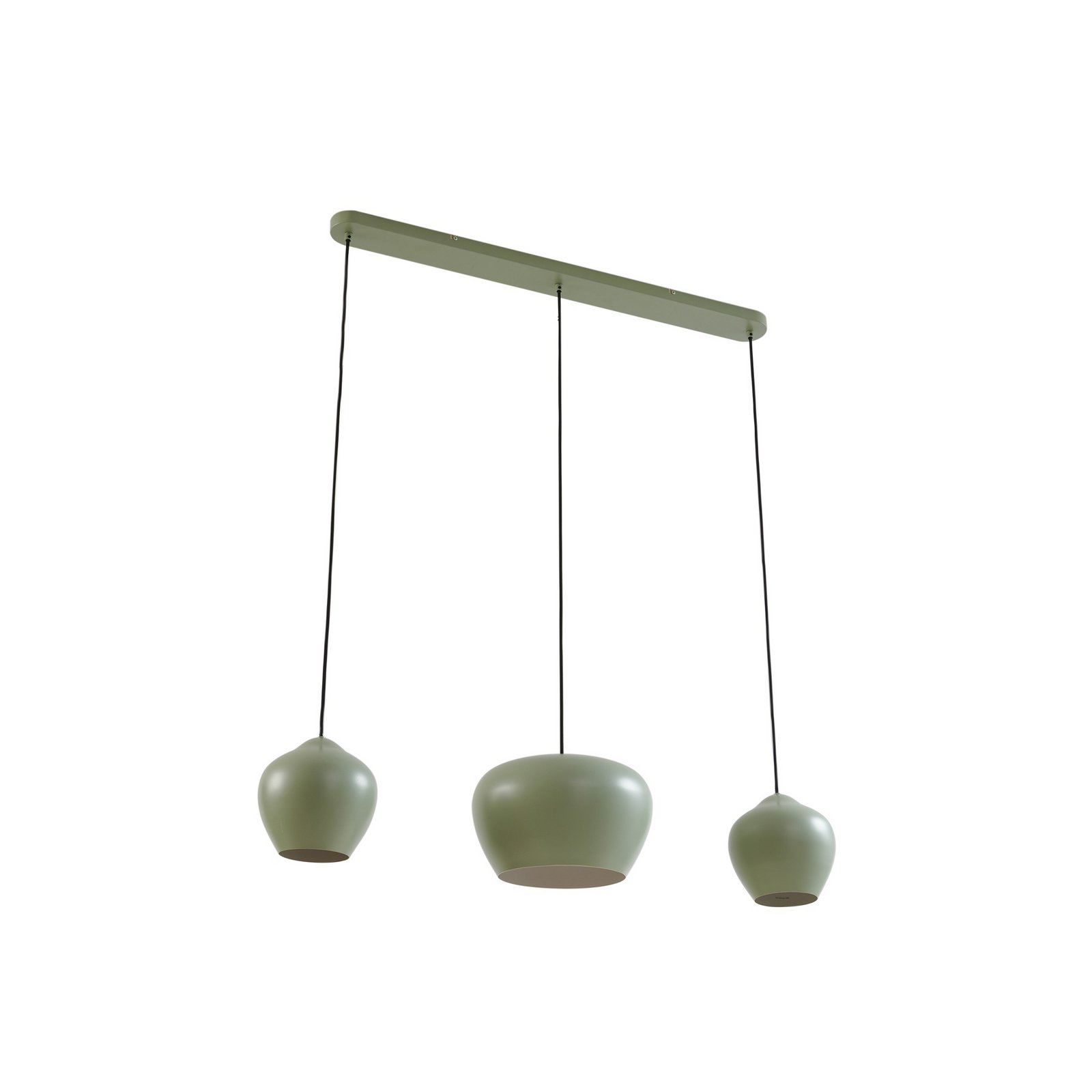 Lucande Malisa pendant light, green, 3-bulb, metal, length 90cm