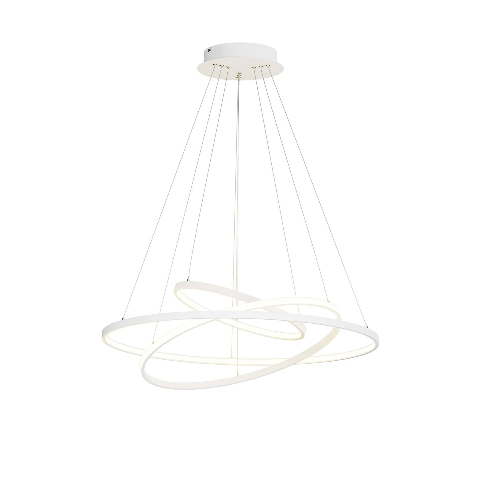 Suspension LED Ezana en trois anneaux blanc