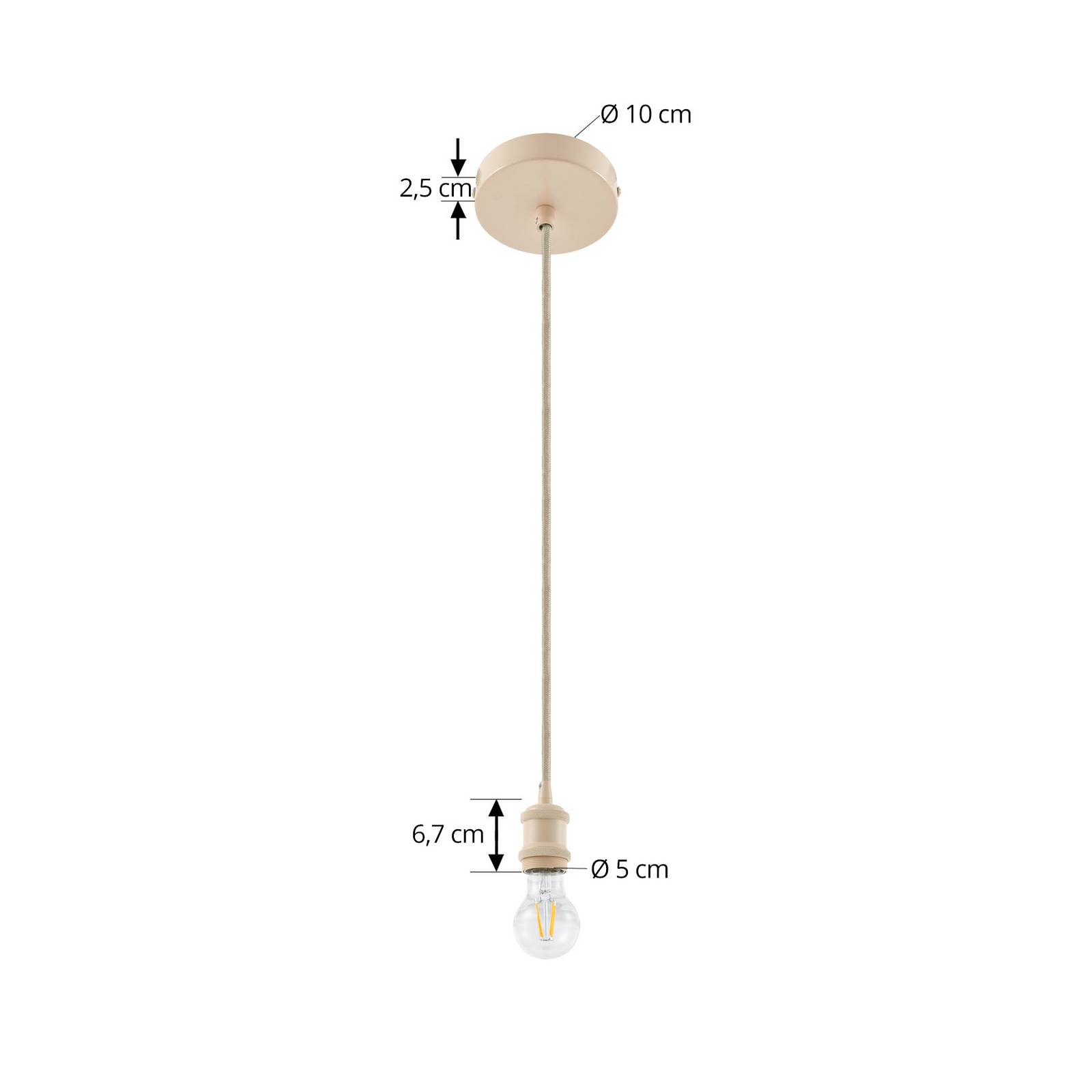 Lampa wisząca Lindby Hattie, beżowa, Ø 5 cm, metal E27