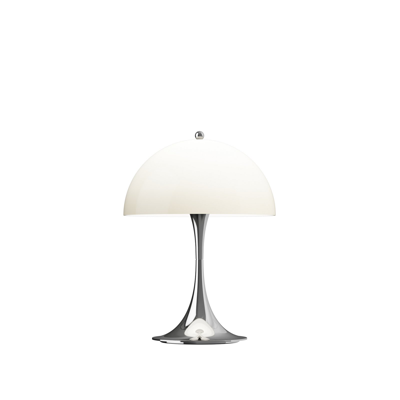 Luminaire LED rechargeable Panthella 250 chrome/beige IP44 Louis Poulsen