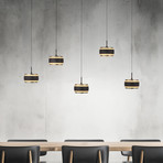 PURE LED-Hängelampe Falling Rings schwarz Länge 101 cm 5-fl.