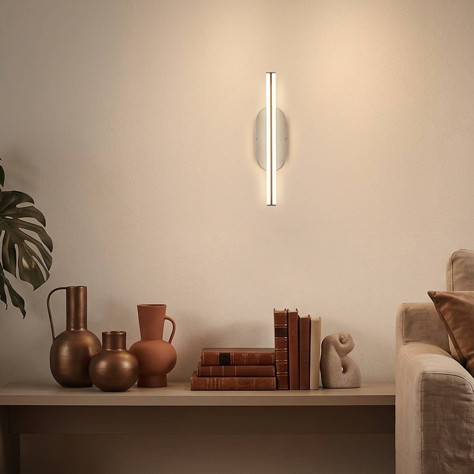Briloner LED wandlamp Ruth, lichtgrijs/bruin, hoogte 30 cm, 3.000 K