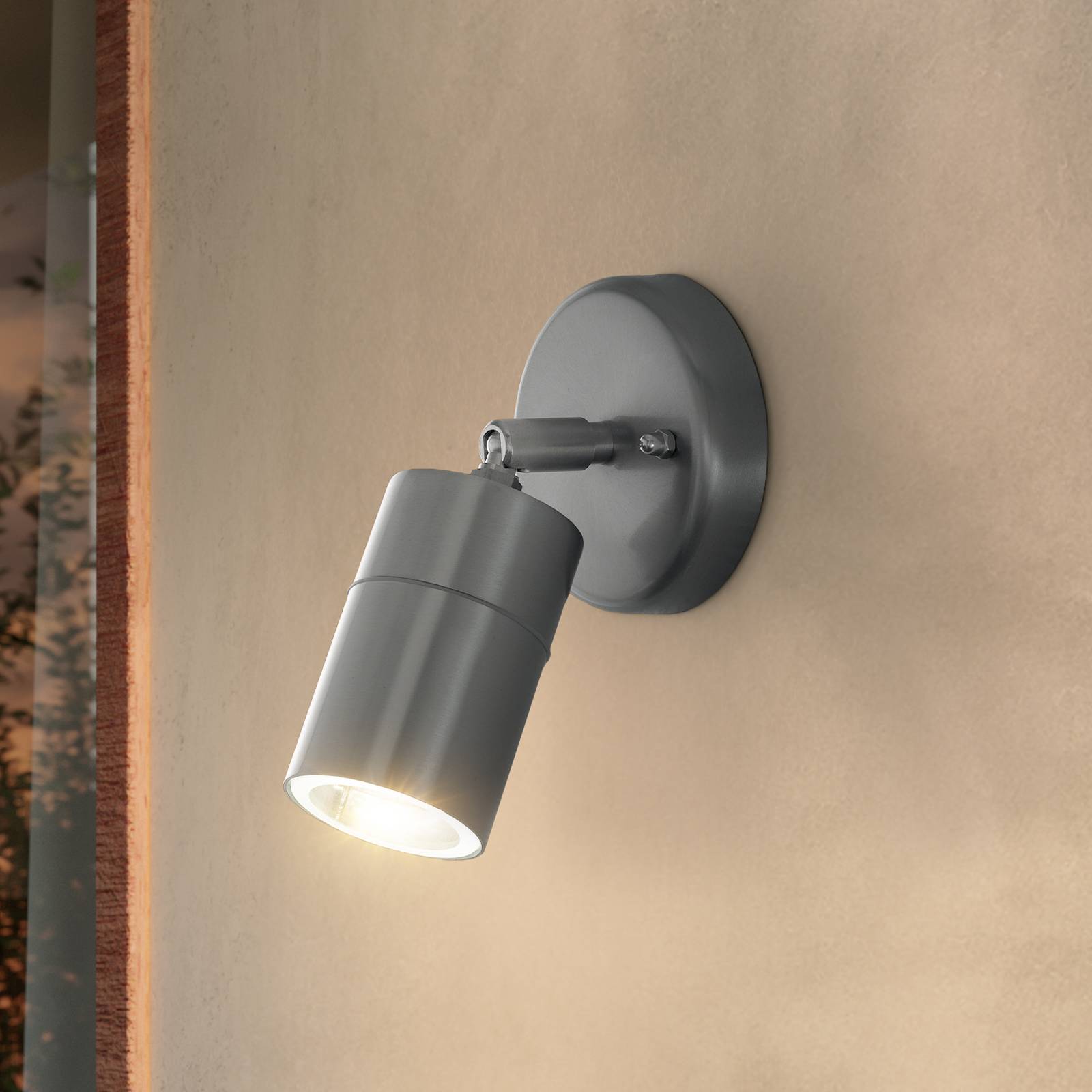 EGLO Projecteur d'extérieur LED Stockholm, couleur acier, portée 10 cm