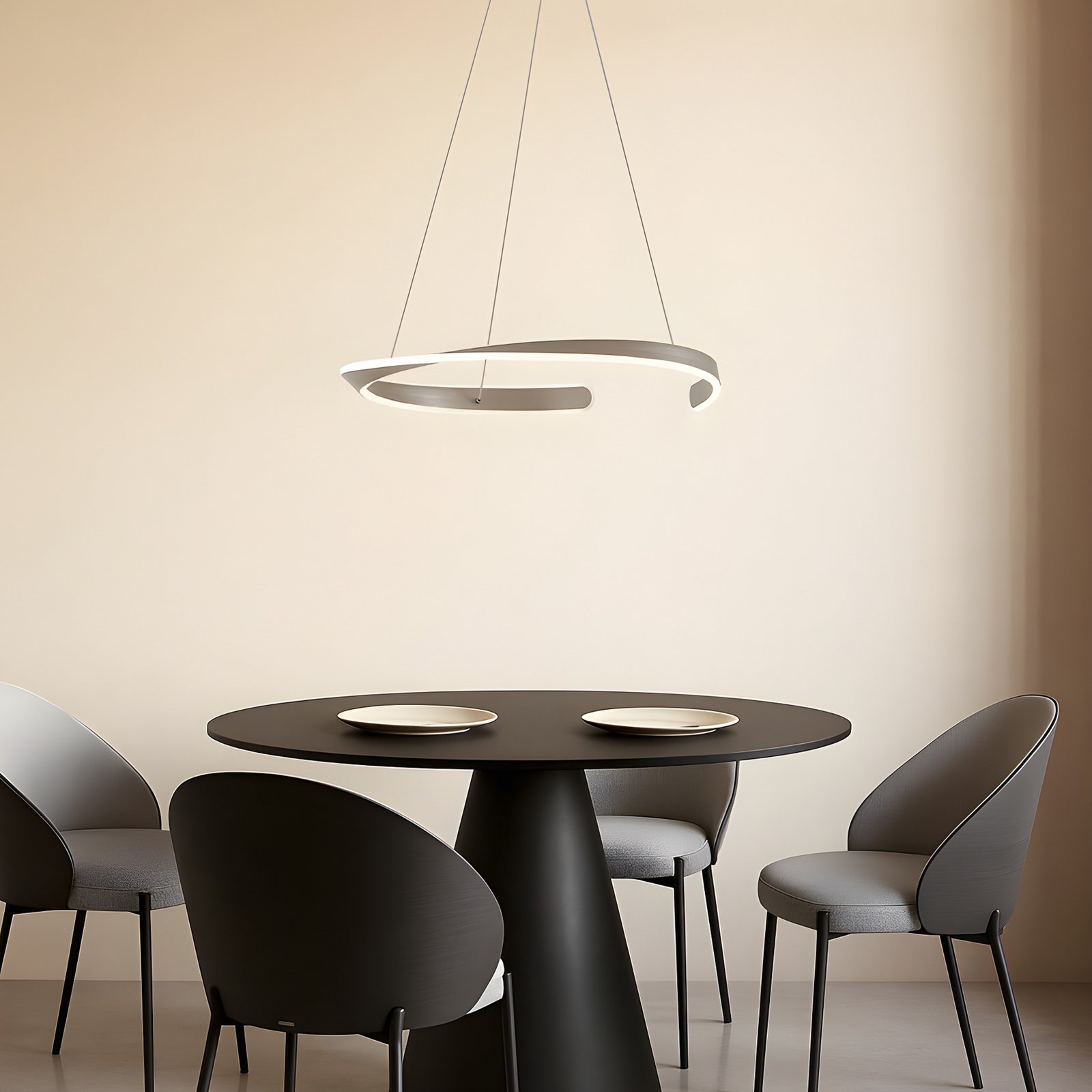 Eloura LED-riippuvalaisin, metalli, CCT, Ø 58 cm, hopea - Lucande Eloura LED-riippuvalaisin, metalli, CCT, Ø 58 cm, hopea - Lucande