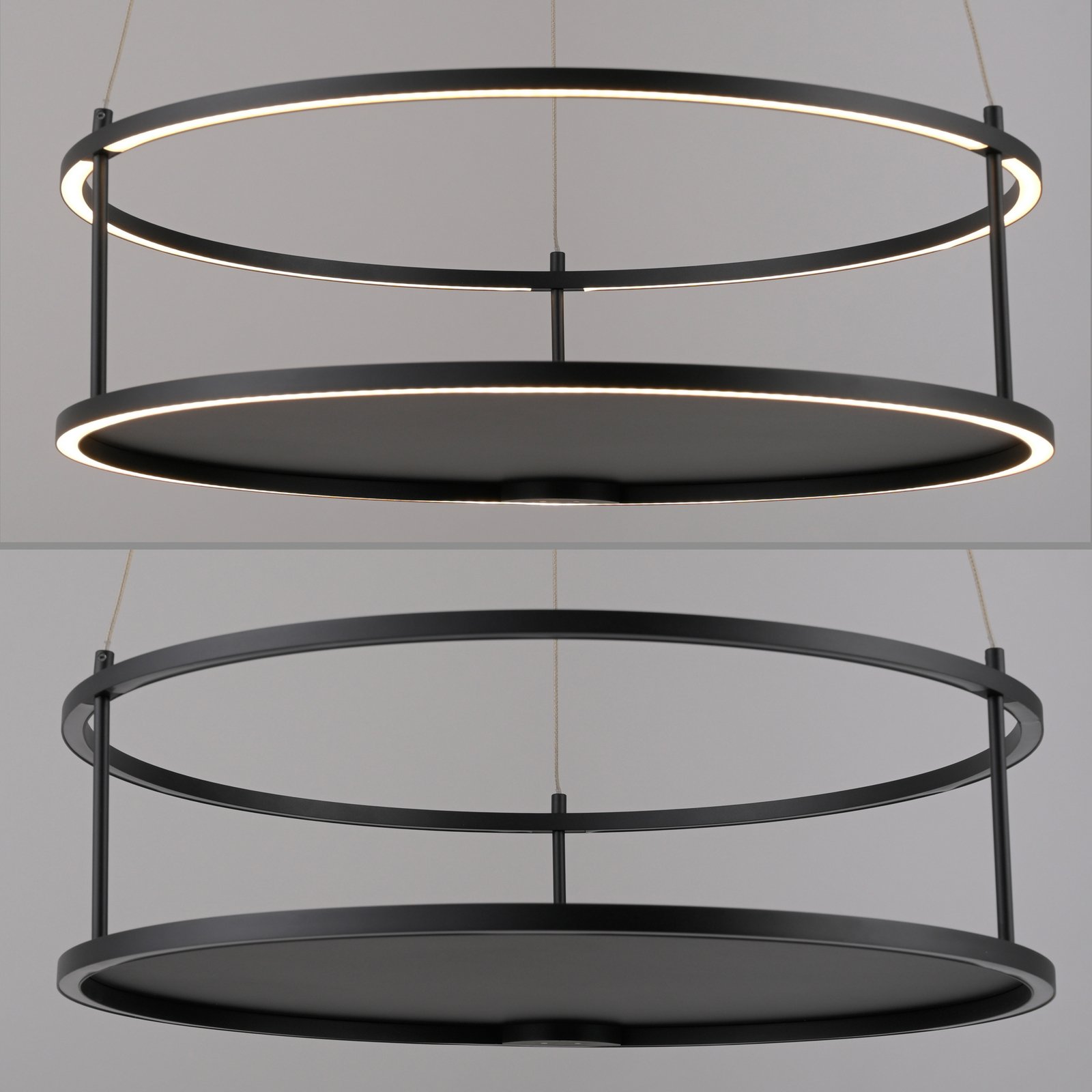 Paul Neuhaus lampă suspendată LED Contura, negru, Ø 50 cm