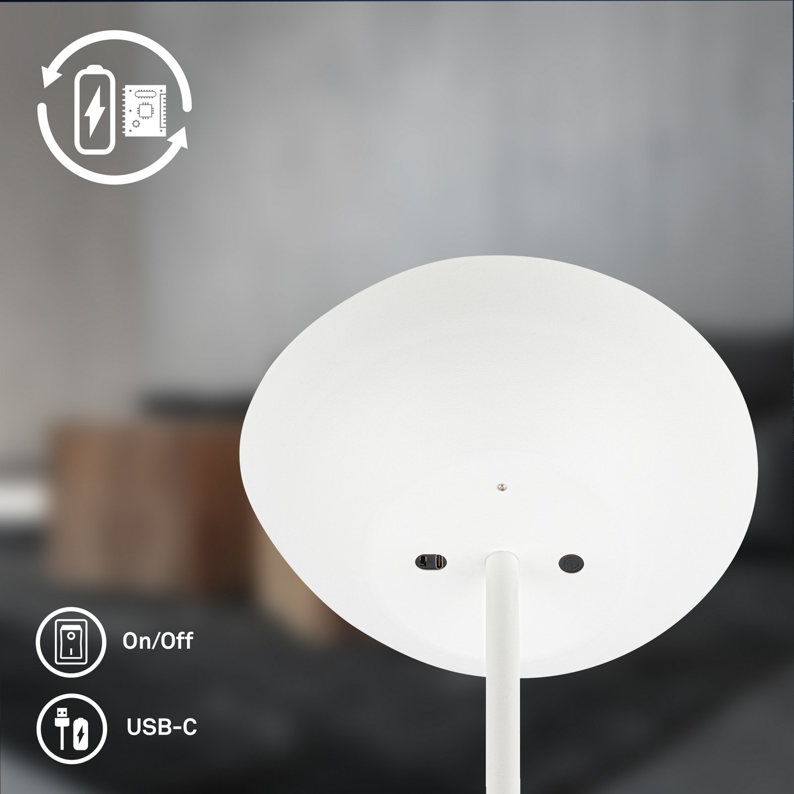 Estate LED-es újratölthető állólámpa, fehér, érintésvezérlésű