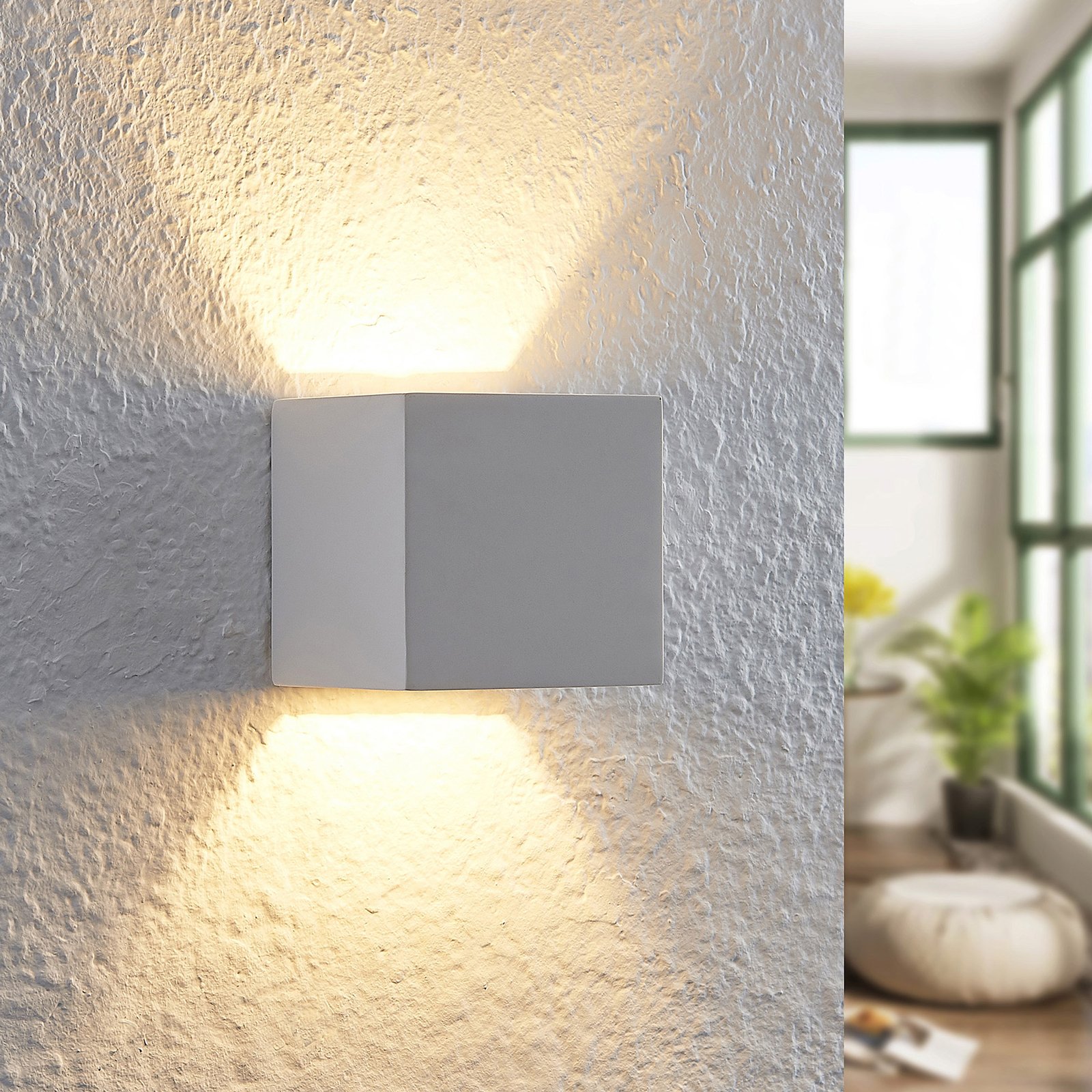 Lindby Quaso applique LED en plâtre blanc