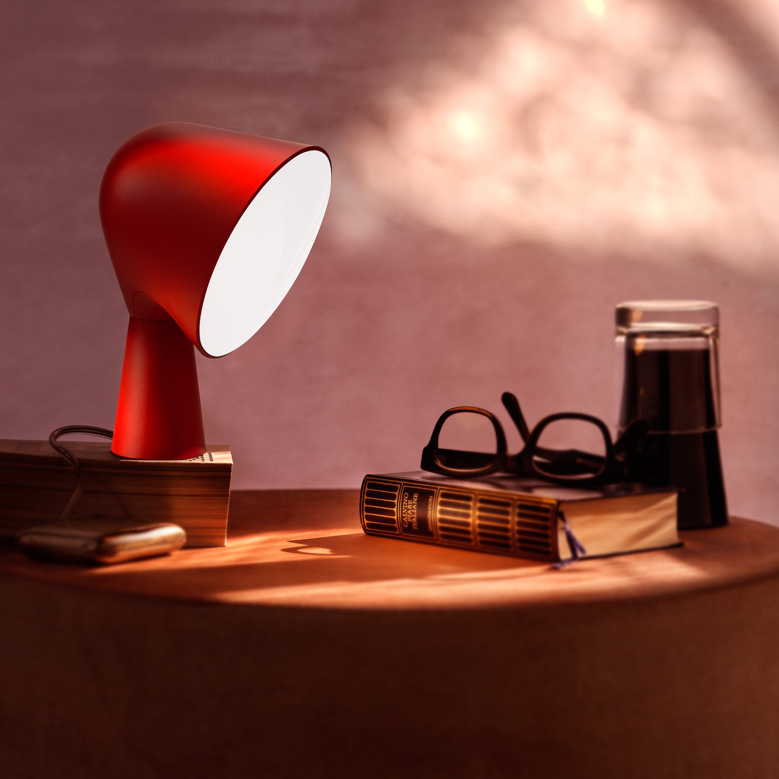 Foscarini Binic lámpara de mesa de diseño, rojo